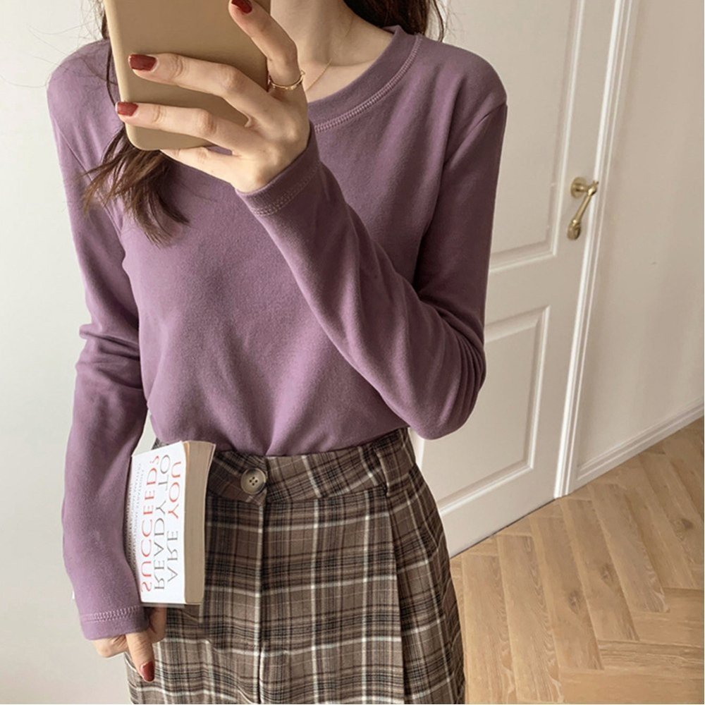 【ミニミニストア/miniministore】のヒートインナー レディース あったか インテリア・キッズ・メンズ・レディースファッション・服の通販 founy(ファニー) 　ファッション　Fashion　レディースファッション　Fashion for Women　インナー　Innerwear　カットソー　Cut and Sewn Top　カーディガン　Cardigan, Knitwear　ジャケット　Jacket, Outerwear　セーター　Sweater, Knitwear　長袖　Long Sleeve, Full Sleeve　パープル　Purple, Violet　フィット　Fit, Slim Fit　ベーシック　Basic, Essential　防寒　Cold Protection, Winter-Ready　無地　Plain, Solid Color　ラウンド　Round, Round Neck　A/W・秋冬　Autumn/Winter　くすみパープル|ID: prp329100004795160 ipo3291000000034791366