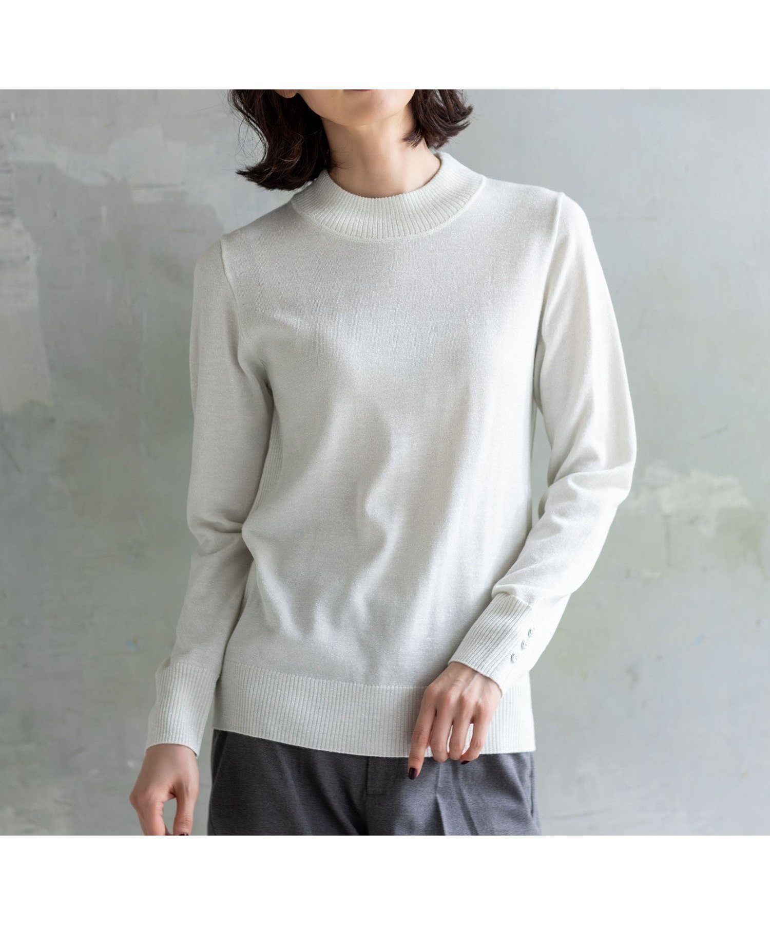 【エーシーデザインバイアルファキュービック/A/C DESIGN BY ALPHACUBIC】のラメリブハイネックニットプルオーバー インテリア・キッズ・メンズ・レディースファッション・服の通販 founy(ファニー) 　ファッション　Fashion　レディースファッション　Fashion for Women　トップス・カットソー　Cut & Sew Tops　ニット　Knit Tops & Sweaters　カジュアルプルオーバー・ニットトップス　Pullovers & Knit Tops / Casual Pullovers　シンプル　Simple, Minimal　ハイネック　High Neck, Mock Neck　定番　Standard, Basic Item　オフホワイト|ID: prp329100004795163 ipo3291000000034791374