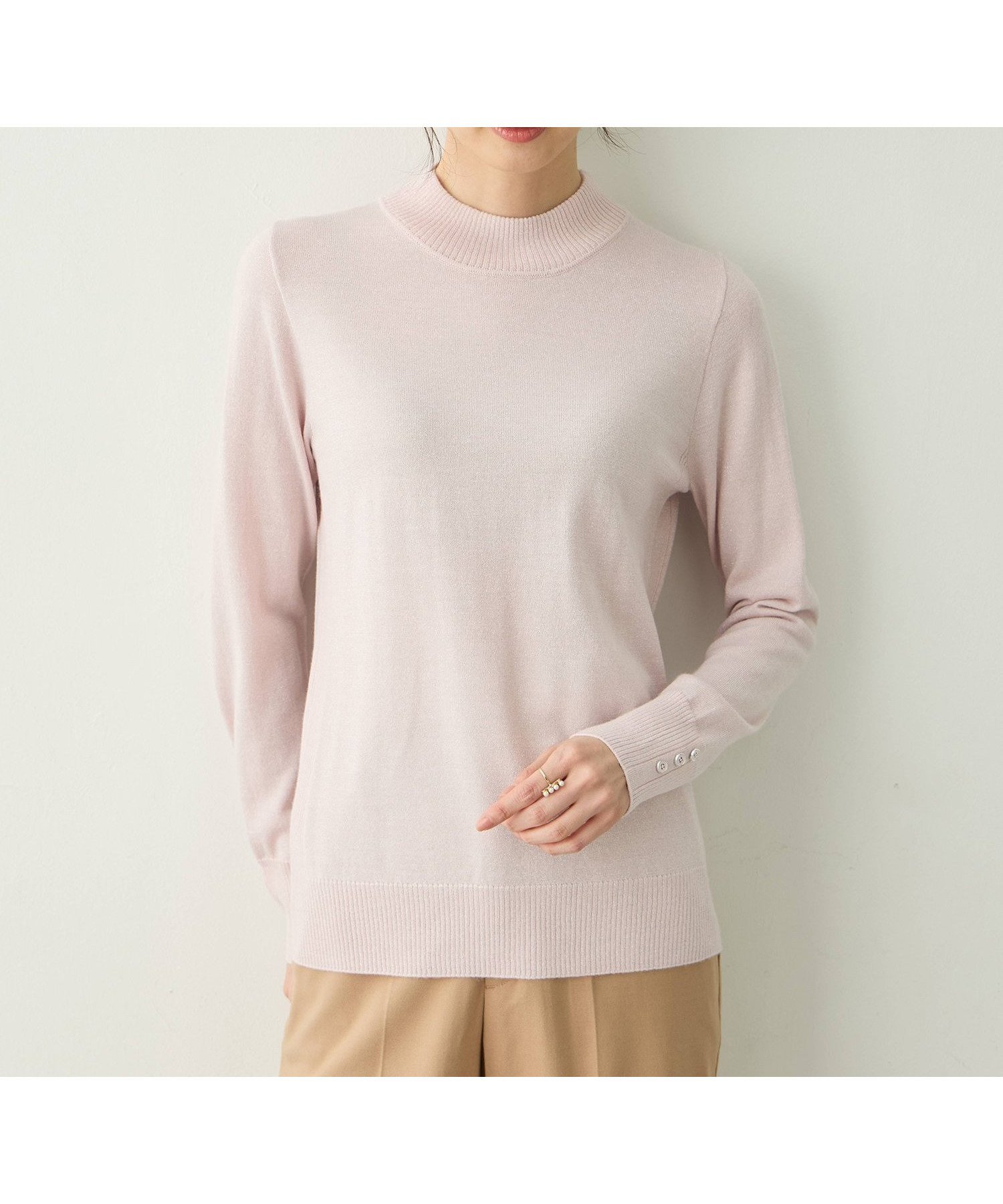 【エーシーデザインバイアルファキュービック/A/C DESIGN BY ALPHACUBIC】のラメリブハイネックニットプルオーバー インテリア・キッズ・メンズ・レディースファッション・服の通販 founy(ファニー) 　ファッション　Fashion　レディースファッション　Fashion for Women　トップス・カットソー　Cut & Sew Tops　ニット　Knit Tops & Sweaters　カジュアルプルオーバー・ニットトップス　Pullovers & Knit Tops / Casual Pullovers　シンプル　Simple, Minimal　ハイネック　High Neck, Mock Neck　定番　Standard, Basic Item　ピンク|ID: prp329100004795163 ipo3291000000034791376