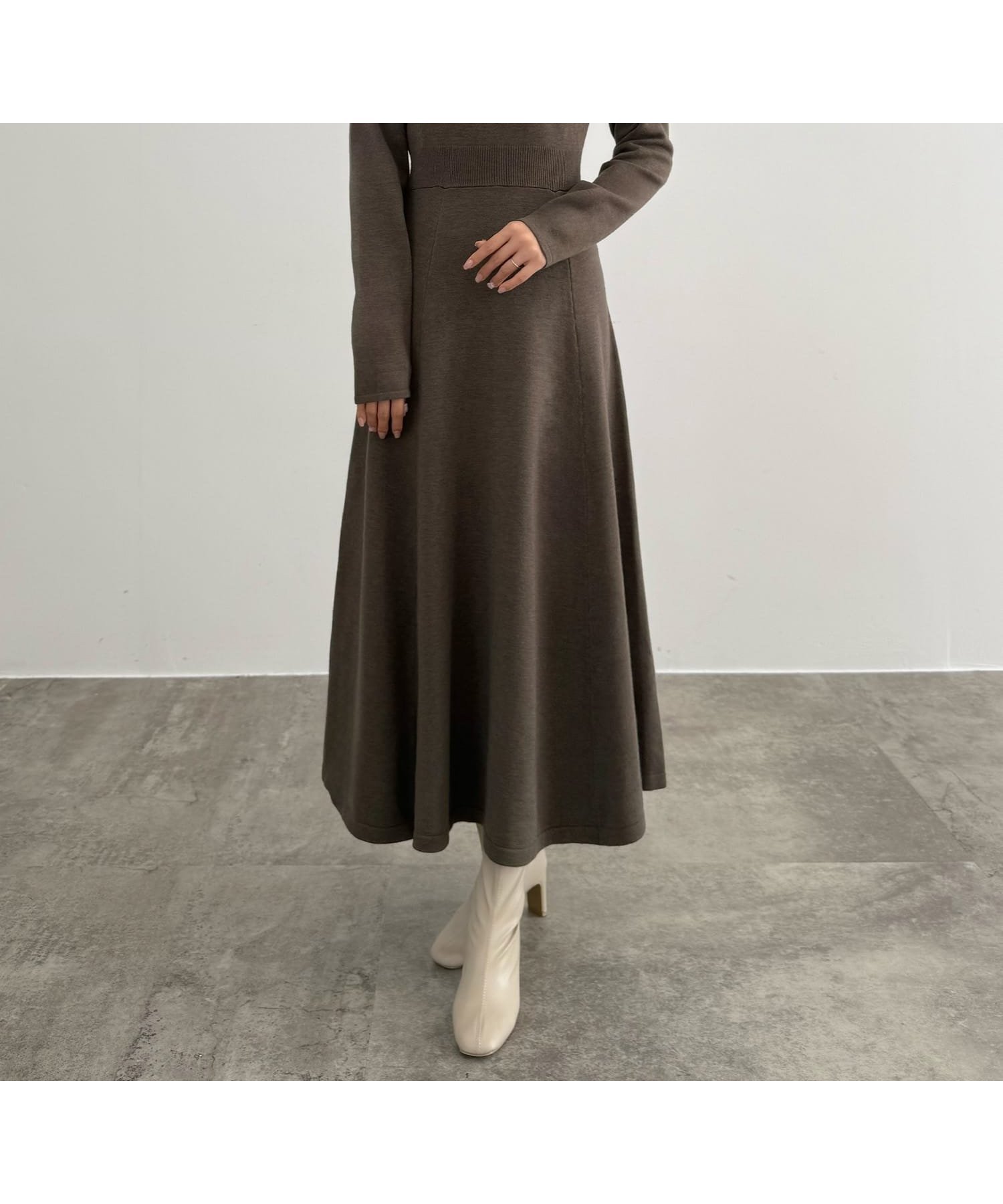 【ジュノア/JUNOAH】のCENEA アシンメトリーネックニットワンピース インテリア・キッズ・メンズ・レディースファッション・服の通販 founy(ファニー) ファッション Fashion レディースファッション Fashion for Women ワンピース Dresses ニットワンピース Knit Dresses モカ|ID: prp329100004795173 ipo3291000000034837132