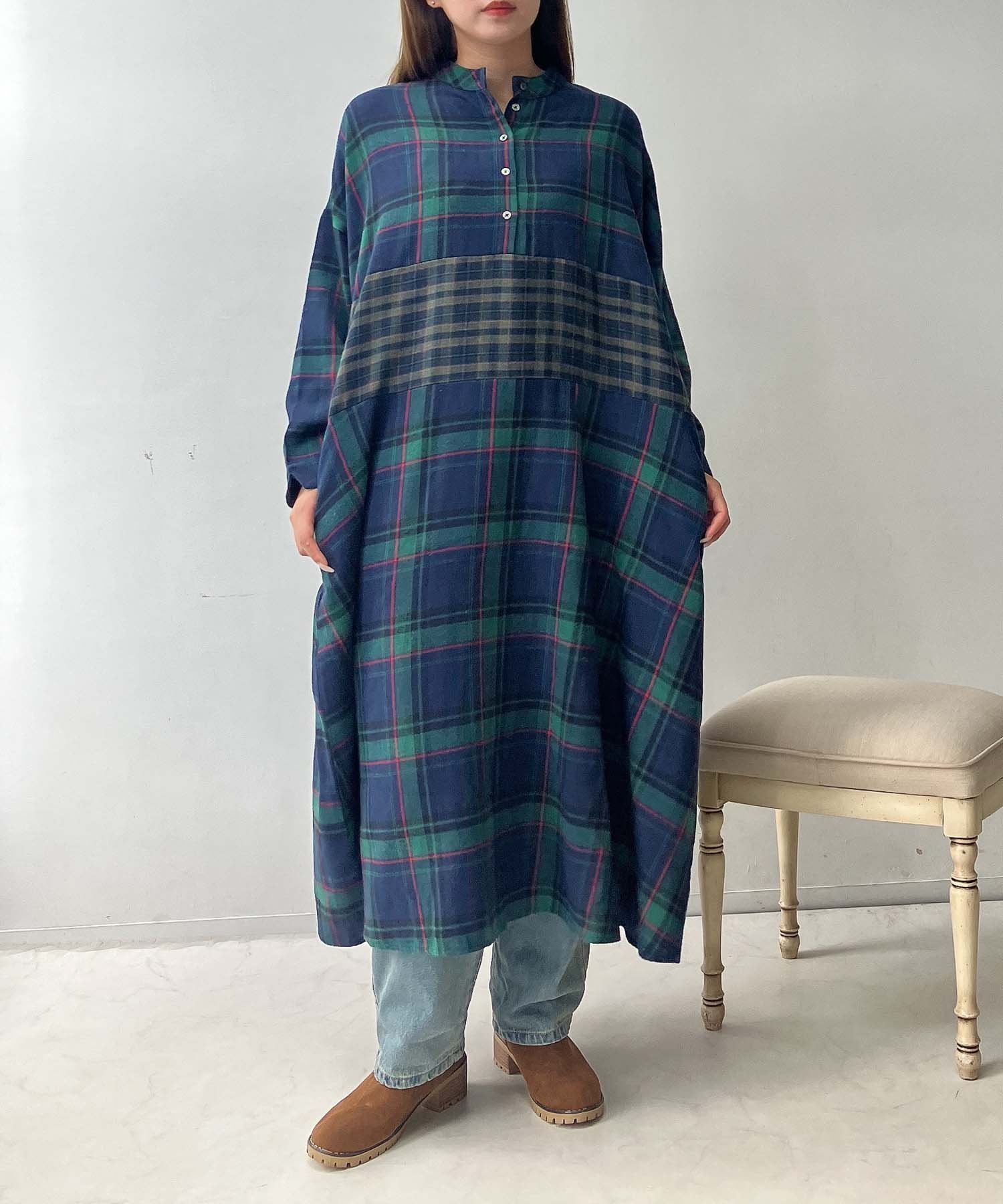 【アズノウアズ プラス/AS KNOW AS plus】の『ゆったりサイズ』ウエスト切り替えミックスワンピ-ス インテリア・キッズ・メンズ・レディースファッション・服の通販 founy(ファニー) ファッション Fashion レディースファッション Fashion for Women ワンピース Dresses カーディガン Cardigan, Knitwear 再入荷 Restock / Back in Stock おすすめ Recommended / Our Picks GRチェック|ID: prp329100004795199 ipo3291000000034791566