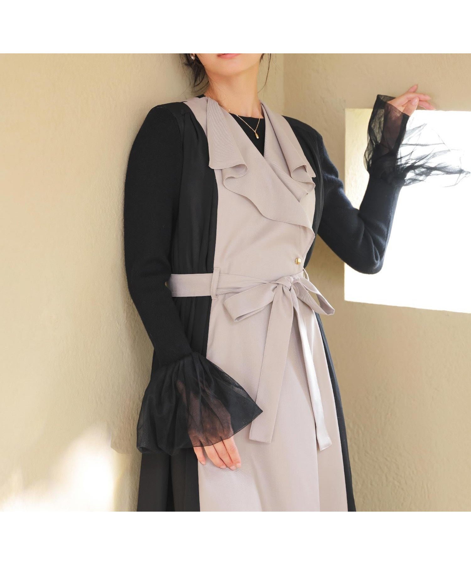 【ノエラ/Noela】のチュールスリーブニット 人気、トレンドファッション・服の通販 founy(ファニー) 　ファッション　Fashion　レディースファッション　Fashion for Women　トップス・カットソー　Cut & Sew Tops　ニット　Knit Tops & Sweaters　シンプル　Simple, Minimal　チュール　Tulip, Tulip Motif　ポケット　Pocket, Pocket Detail　 other-1|ID: prp329100004795208 ipo3291000000034791628