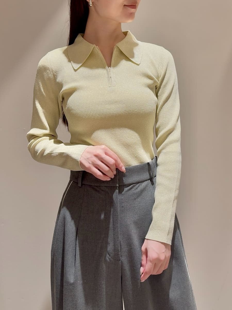 【スナイデル/SNIDEL】のハーフジップポロニットプルオーバー インテリア・キッズ・メンズ・レディースファッション・服の通販 founy(ファニー) 　ファッション　Fashion　レディースファッション　Fashion for Women　トップス・カットソー　Cut & Sew Tops　ニット　Knit Tops & Sweaters　カジュアルプルオーバー・ニットトップス　Pullovers & Knit Tops / Casual Pullovers　イエロー　Yellow　ウェーブ　Wavy Pattern　エレガント 上品　Elegant　今季　This Season, Current Season　シンプル　Simple, Minimal　ストレート　Straight, Straight Cut　スマート　Smart, Elegant　定番　Standard, Basic Item　長袖　Long Sleeve, Full Sleeve　フィット　Fit, Slim Fit　リブニット　Rib Knit, Ribbed Knit　おすすめ　Recommended / Our Picks　YEL[032]|ID: prp329100004795232 ipo3291000000034791799