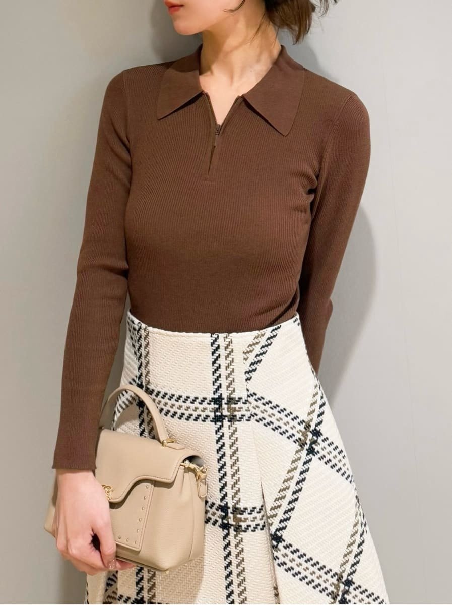 【スナイデル/SNIDEL】のハーフジップポロニットプルオーバー インテリア・キッズ・メンズ・レディースファッション・服の通販 founy(ファニー) 　ファッション　Fashion　レディースファッション　Fashion for Women　トップス・カットソー　Cut & Sew Tops　ニット　Knit Tops & Sweaters　カジュアルプルオーバー・ニットトップス　Pullovers & Knit Tops / Casual Pullovers　イエロー　Yellow　ウェーブ　Wavy Pattern　エレガント 上品　Elegant　今季　This Season, Current Season　シンプル　Simple, Minimal　ストレート　Straight, Straight Cut　スマート　Smart, Elegant　定番　Standard, Basic Item　長袖　Long Sleeve, Full Sleeve　フィット　Fit, Slim Fit　リブニット　Rib Knit, Ribbed Knit　おすすめ　Recommended / Our Picks　BRW[058]|ID: prp329100004795232 ipo3291000000034791800