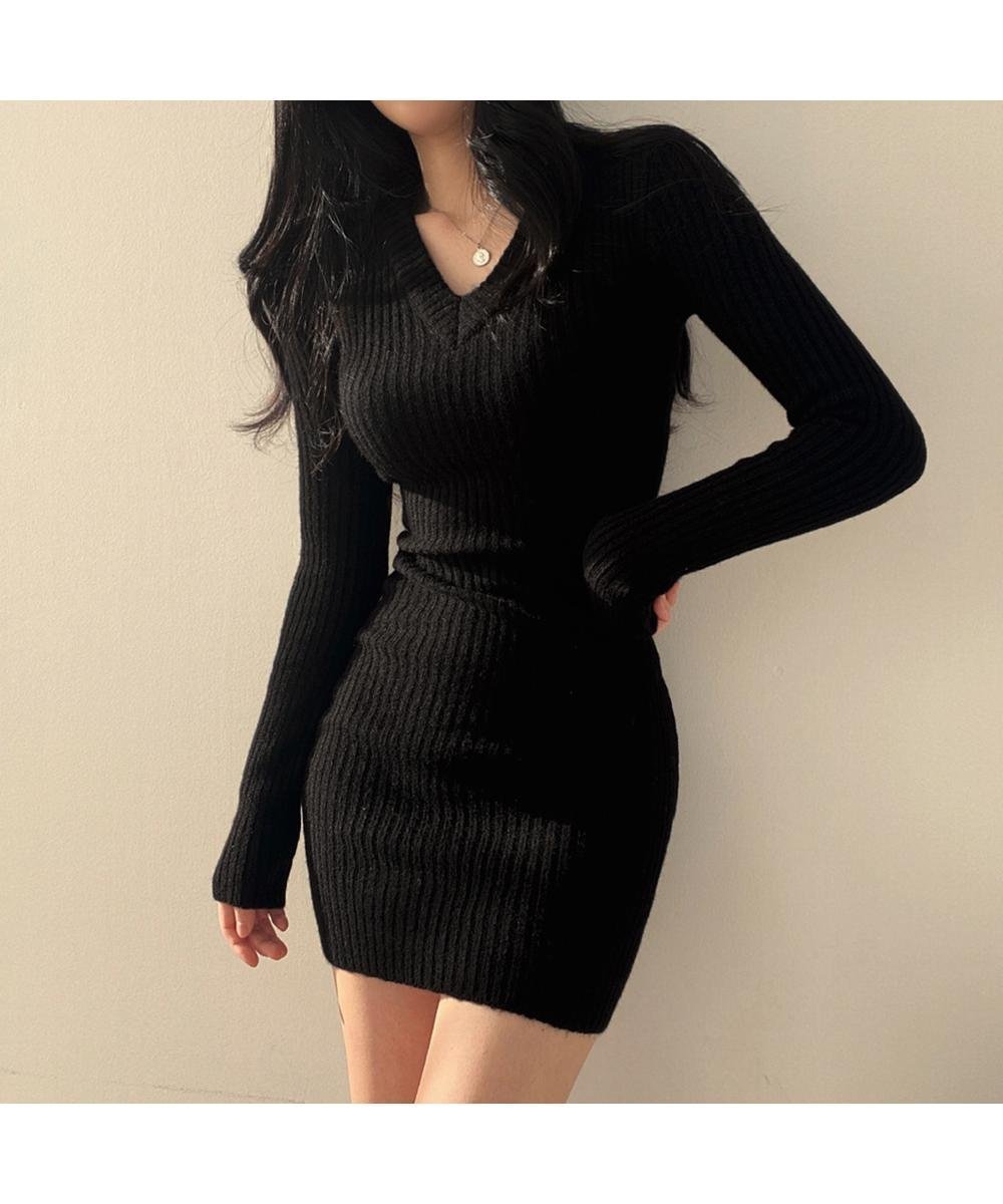 【ミニミニストア/miniministore】のミニニットワンピース スリムフィット韓国 インテリア・キッズ・メンズ・レディースファッション・服の通販 founy(ファニー) ファッション Fashion レディースファッション Fashion for Women ワンピース Dresses ニットワンピース Knit Dresses アクリル Acrylic Material スリム Slim, Slim Fit セーター Sweater, Knitwear デコルテ Décolleté, Neckline ドレス Dress, One-Piece 長袖 Long Sleeve, Full Sleeve フィット Fit, Slim Fit 無地 Plain, Solid Color リブニット Rib Knit, Ribbed Knit ブラック|ID: prp329100004795234 ipo3291000000034791816