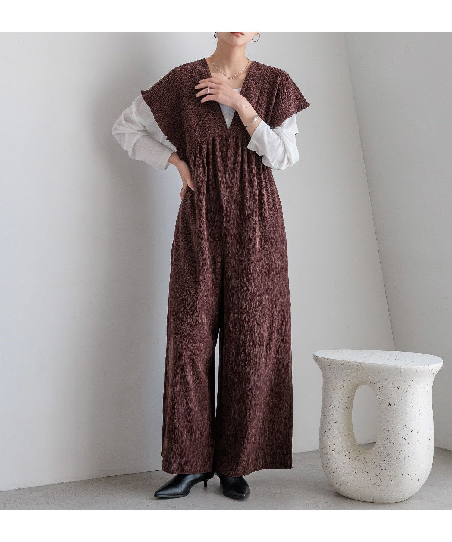 【ローリーズファーム/LOWRYS FARM】のシャーリングベロアサロペ インテリア・キッズ・メンズ・レディースファッション・服の通販 founy(ファニー) ファッション Fashion レディースファッション Fashion for Women トップス・カットソー Cut & Sew Tops ベロアトップス Velour Tops / Velvet-Look Items おすすめ Recommended / Our Picks インナー Innerwear ドレープ Drape, Draping Fabric ベロア Velour, Soft Velvet 秋 Autumn ブラウン58|ID: prp329100004795238 ipo3291000000034791856