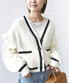 【シップス フォー ウィメン/SHIPS】の【WEB限定】袖 フリル チルデン ケーブル ライン カーディガン オフホワイト|ID: prp329100004795249 ipo3291000000034791931