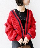 【シップス フォー ウィメン/SHIPS】の【WEB限定】袖 フリル チルデン ケーブル ライン カーディガン レッド|ID: prp329100004795249 ipo3291000000034791935