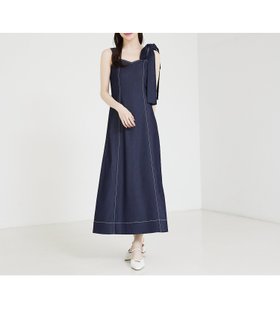 【セルフィスト/SELFIST】のデニムライクリボン付ワンピース 人気、トレンドファッション・服の通販 founy(ファニー) ファッション Fashion レディースファッション Fashion for Women ワンピース Dresses シンプル Simple, Minimal ストレッチ Stretch, Stretchy Fabric リブニット Rib Knit, Ribbed Knit リボン Ribbon, Bow 夏 Summer |ID:prp329100004795268