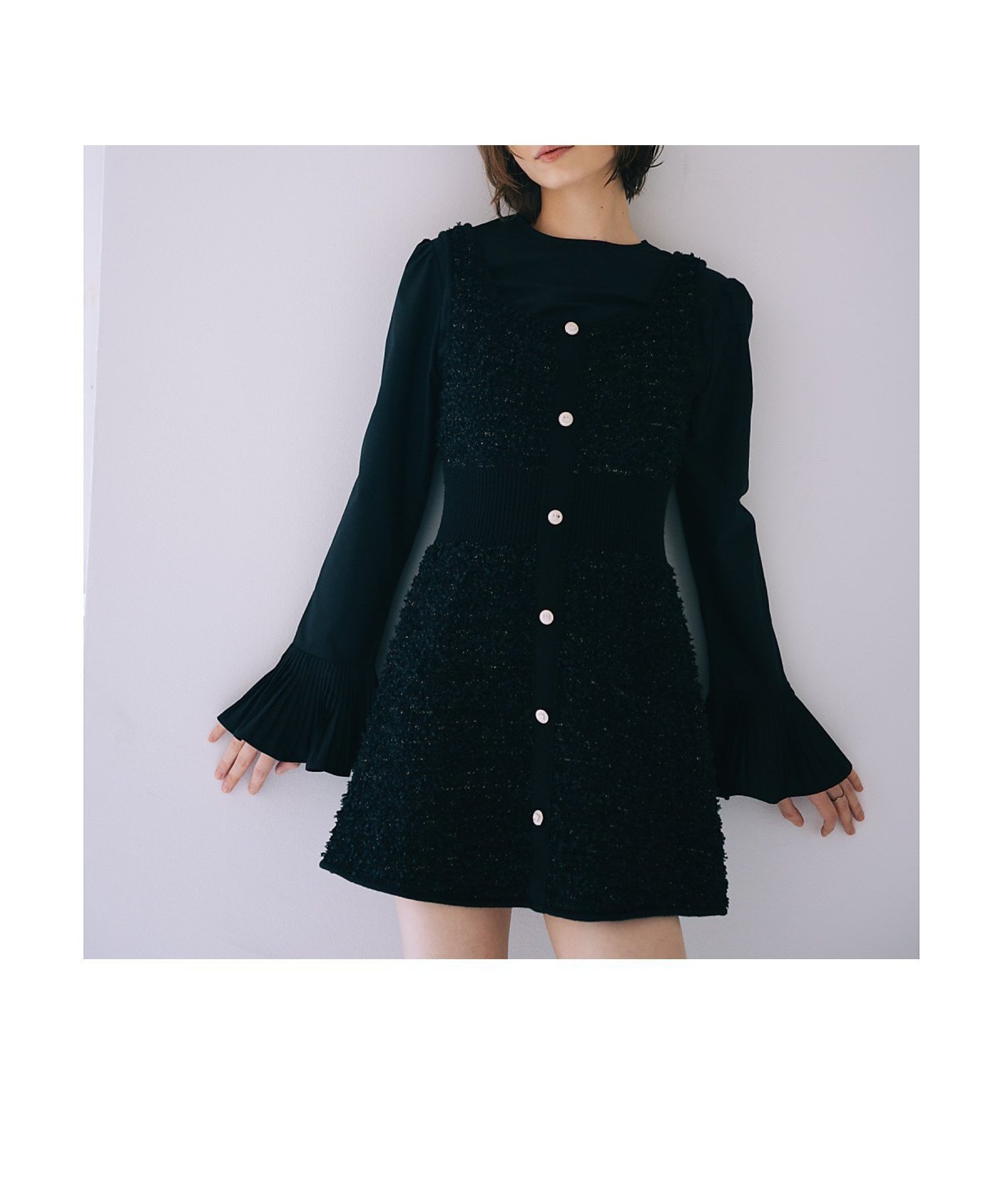 【セルフィスト/SELFIST】のラメフリンジミニワンピース 人気、トレンドファッション・服の通販 founy(ファニー) ファッション Fashion レディースファッション Fashion for Women ワンピース Dresses インナー Innerwear エレガント 上品 Elegant カーディガン Cardigan, Knitwear クラシカル Classical, Vintage-Inspired フレア Flare, Flared リブニット Rib Knit, Ribbed Knit other-1|ID: prp329100004795278 ipo3291000000034843674