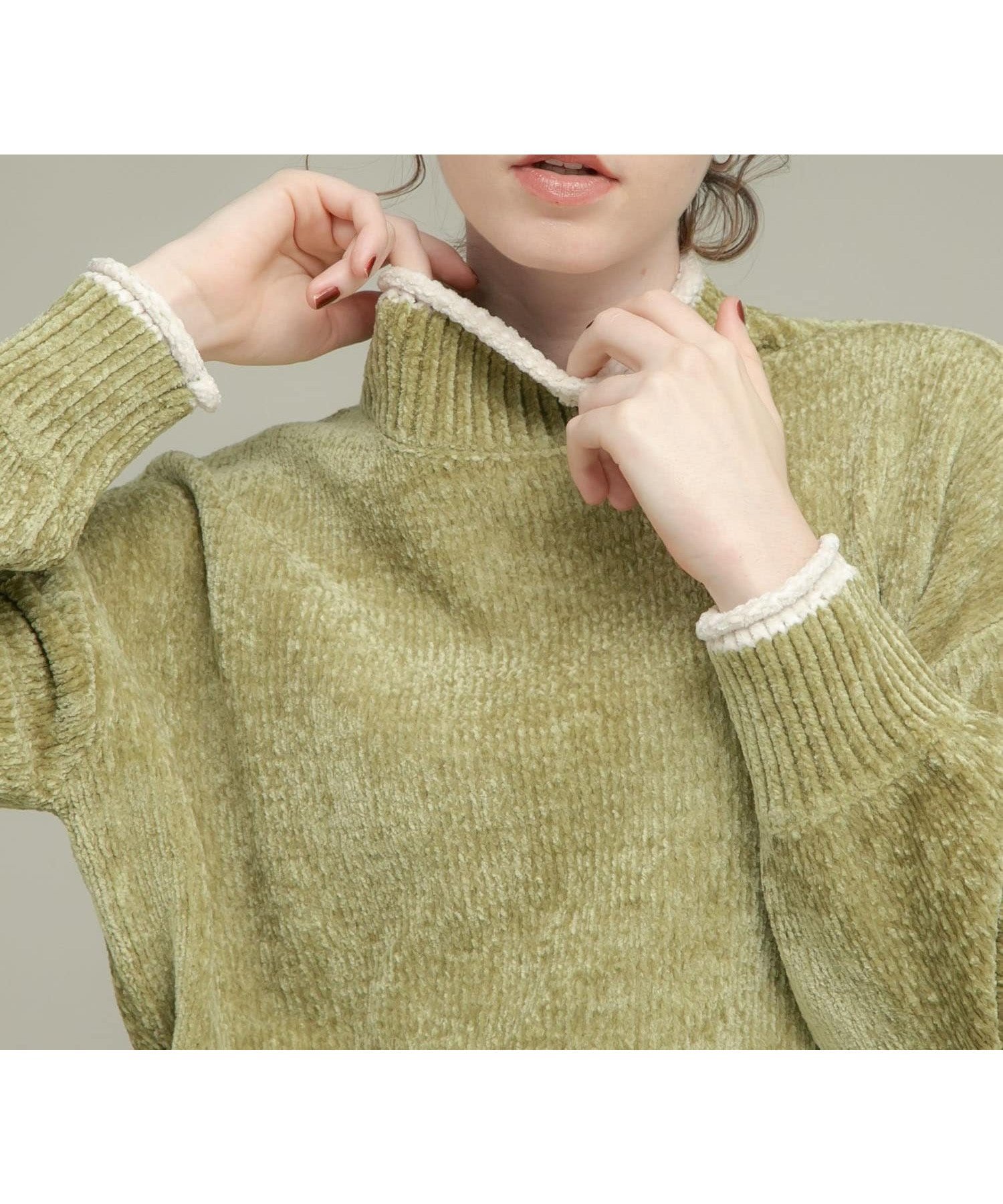 【サニーレーベル/Sonny Label / URBAN RESEARCH】のモールヤーンハイネックニットプルオーバー インテリア・キッズ・メンズ・レディースファッション・服の通販 founy(ファニー) 　ファッション　Fashion　レディースファッション　Fashion for Women　トップス・カットソー　Cut & Sew Tops　ニット　Knit Tops & Sweaters　カジュアルプルオーバー・ニットトップス　Pullovers & Knit Tops / Casual Pullovers　2025年　2025　2025-2026秋冬・A/W　Autumn/Winter 2025–26 AW25–26　冬　Winter / This Winter　チェック　Check, Plaid, Tartan　ハイネック　High Neck, Mock Neck　バランス　Balance, Style Balance　ベロア　Velour, Soft Velvet　A/W・秋冬　Autumn/Winter　ピスタチオ|ID: prp329100004795310 ipo3291000000034871955