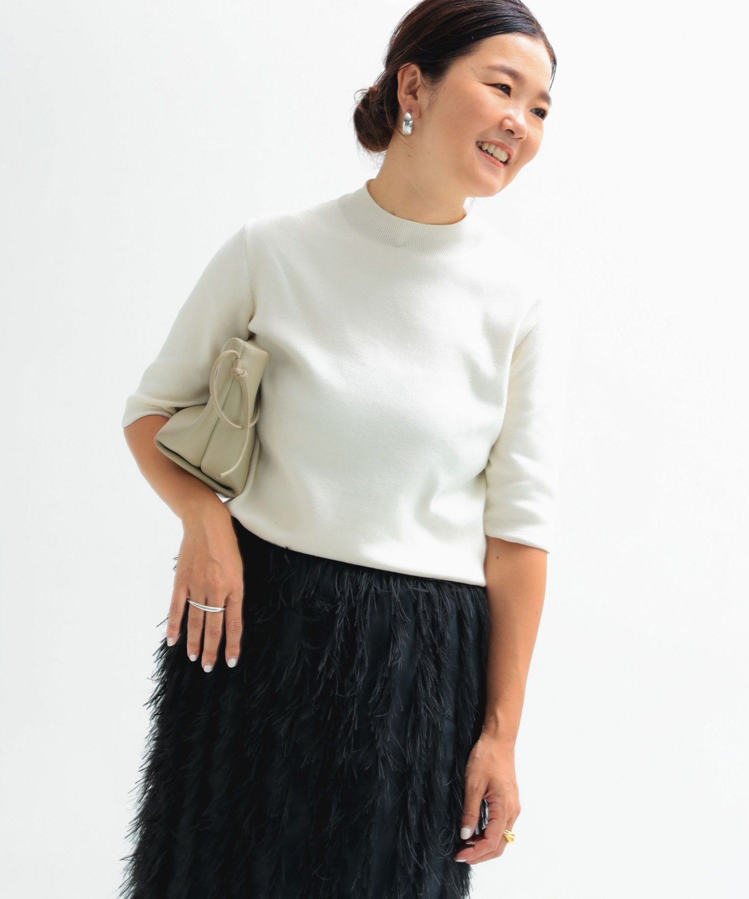 【デミルクス ビームス/Demi-Luxe BEAMS】のシンプル モックネック ニット .M インテリア・キッズ・メンズ・レディースファッション・服の通販 founy(ファニー) ファッション Fashion レディースファッション Fashion for Women トップス・カットソー Cut & Sew Tops ニット Knit Tops & Sweaters キャミソール Camisole, Spaghetti Strap Top シンプル Simple, Minimal ストレッチ Stretch, Stretchy Fabric セットアップ Set-Up, Coordinated Outfit タイトスカート Pencil Skirt, Tight Skirt ブラウジング Blouson Silhouette, Cinched Waist ミラノリブ Milano Rib, Milano Stitch モックネック Mock Neck, Short Turtleneck エレガント 上品 Elegant OFF WHITE|ID: prp329100004795325 ipo3291000000034792343