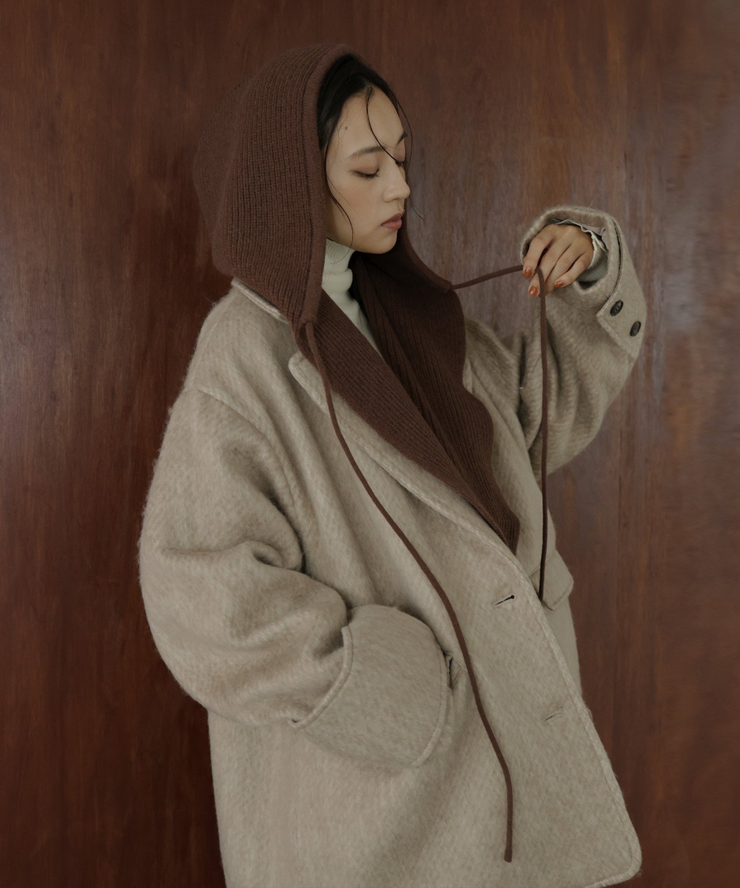 【ヘラム/hellam】のバラクラバ風フードニットマフラー インテリア・キッズ・メンズ・レディースファッション・服の通販 founy(ファニー) 　ファッション　Fashion　レディースファッション　Fashion for Women　トップス・カットソー　Cut & Sew Tops　ニット　Knit Tops & Sweaters　マフラー・スヌード / 冬小物の定番　Scarves & Mufflers　バラクラバ　Balaclava　マフラー　Scarf, Muffler　ブラウン|ID: prp329100004795330 ipo3291000000034792366