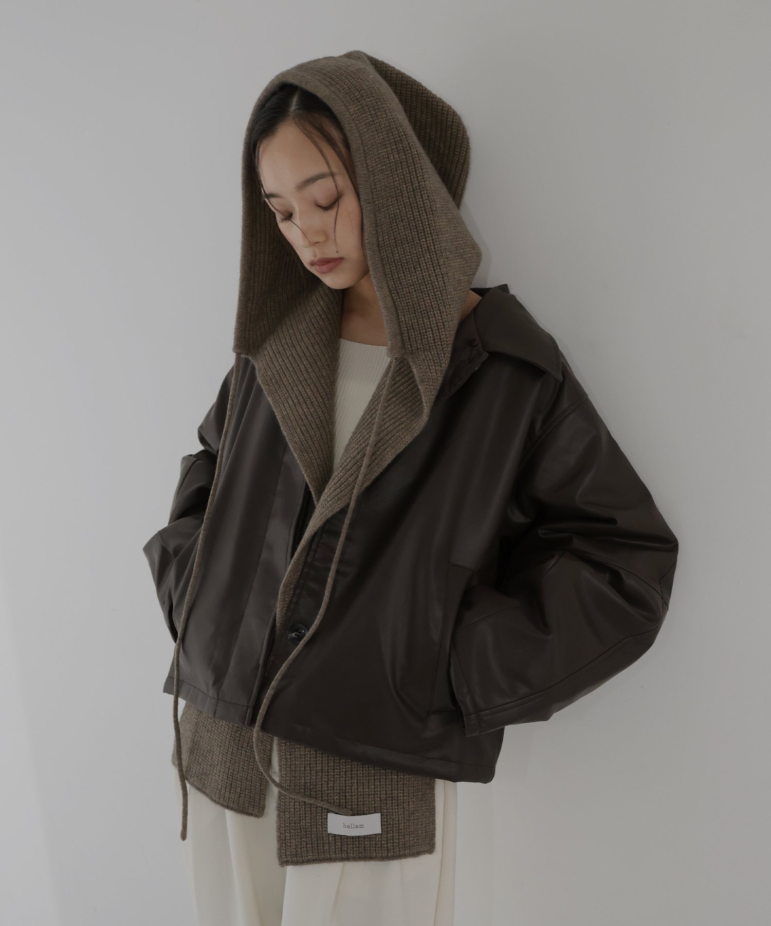 【ヘラム/hellam】のバラクラバ風フードニットマフラー インテリア・キッズ・メンズ・レディースファッション・服の通販 founy(ファニー) 　ファッション　Fashion　レディースファッション　Fashion for Women　トップス・カットソー　Cut & Sew Tops　ニット　Knit Tops & Sweaters　マフラー・スヌード / 冬小物の定番　Scarves & Mufflers　バラクラバ　Balaclava　マフラー　Scarf, Muffler　グレイッシュベージュ|ID: prp329100004795330 ipo3291000000034792368