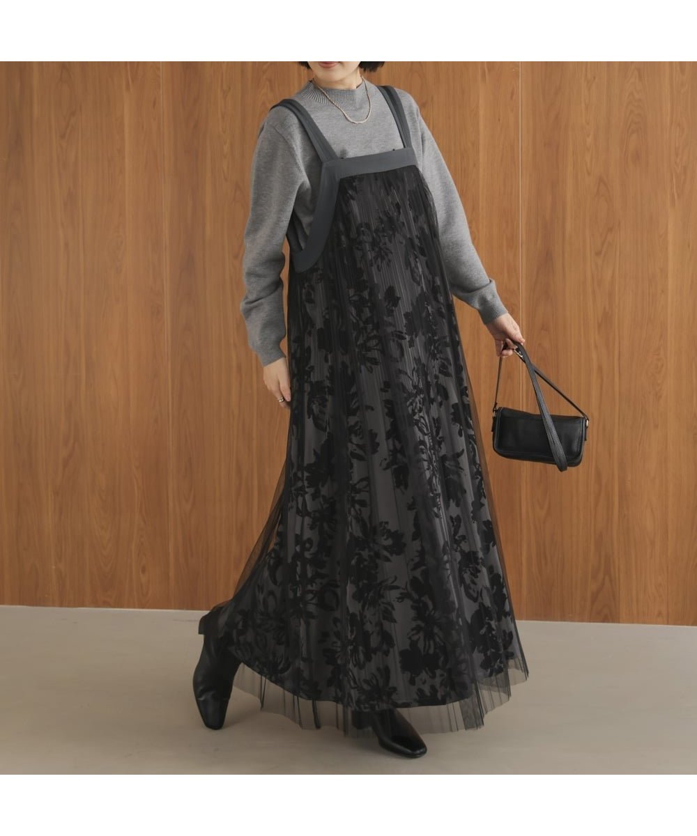 【バブ ブージュルード/Bab Bou Jeloud】のフロッキー花柄ジャンパースカート インテリア・キッズ・メンズ・レディースファッション・服の通販 founy(ファニー) ファッション Fashion レディースファッション Fashion for Women スカート Skirts チュール Tulip, Tulip Motif プリーツ Pleats, Pleated エレガント 上品 Elegant 再入荷 Restock / Back in Stock GRAY|ID: prp329100004795349 ipo3291000000034950149