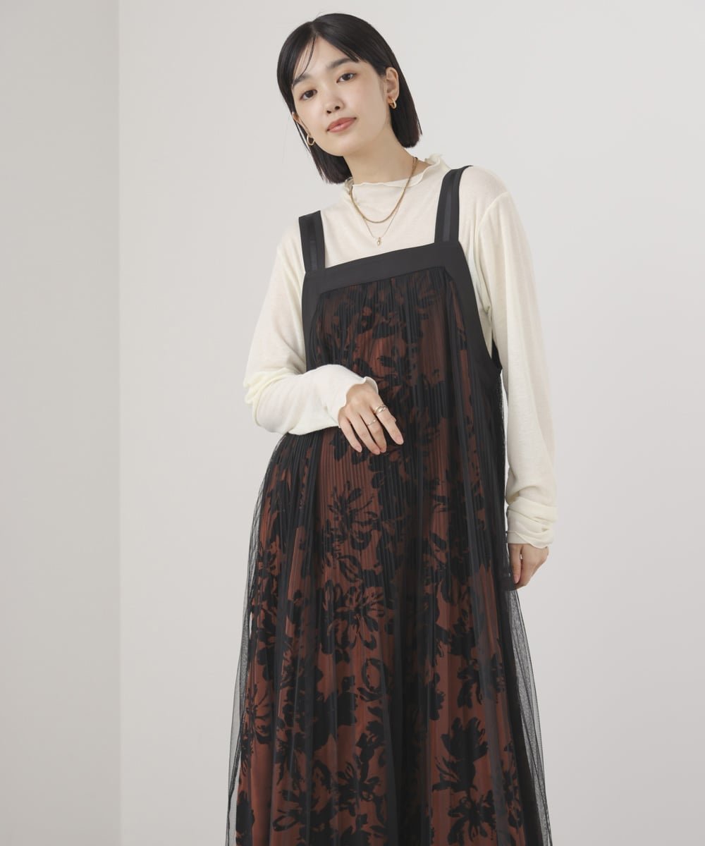 【バブ ブージュルード/Bab Bou Jeloud】のフロッキー花柄ジャンパースカート インテリア・キッズ・メンズ・レディースファッション・服の通販 founy(ファニー) ファッション Fashion レディースファッション Fashion for Women スカート Skirts チュール Tulip, Tulip Motif プリーツ Pleats, Pleated エレガント 上品 Elegant 再入荷 Restock / Back in Stock ORANGE|ID: prp329100004795349 ipo3291000000034950150