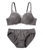 【ピーチジョン/PEACH JOHN】の【ノンワイヤー/選べるデザイン】丸胸メイクフラワーレースノンワイヤーブラセット チャコール|ID: prp329100004795369 ipo3291000000034899843