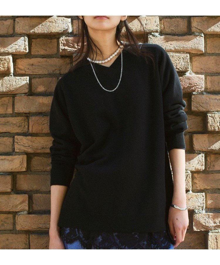 【インディヴィ/INDIVI】の【洗える/チュニック丈/カシミヤ混】スリットデザインVネックニット インテリア・キッズ・メンズ・レディースファッション・服の通販 founy(ファニー) 　ファッション　Fashion　レディースファッション　Fashion for Women　トップス・カットソー　Cut & Sew Tops　ニット　Knit Tops & Sweaters　Vネックトップス　V-Neck Tops / V-Cut Neckline Shirts　洗える　Machine Washable　スマート　Smart, Elegant　スリット　Slit, Slit Detail　チュニック　Tunic, Long Top　ブロッキング　Color Blocking, Panel Design　無地　Plain, Solid Color　エレガント 上品　Elegant　ブラック|ID: prp329100004795390 ipo3291000000034792639