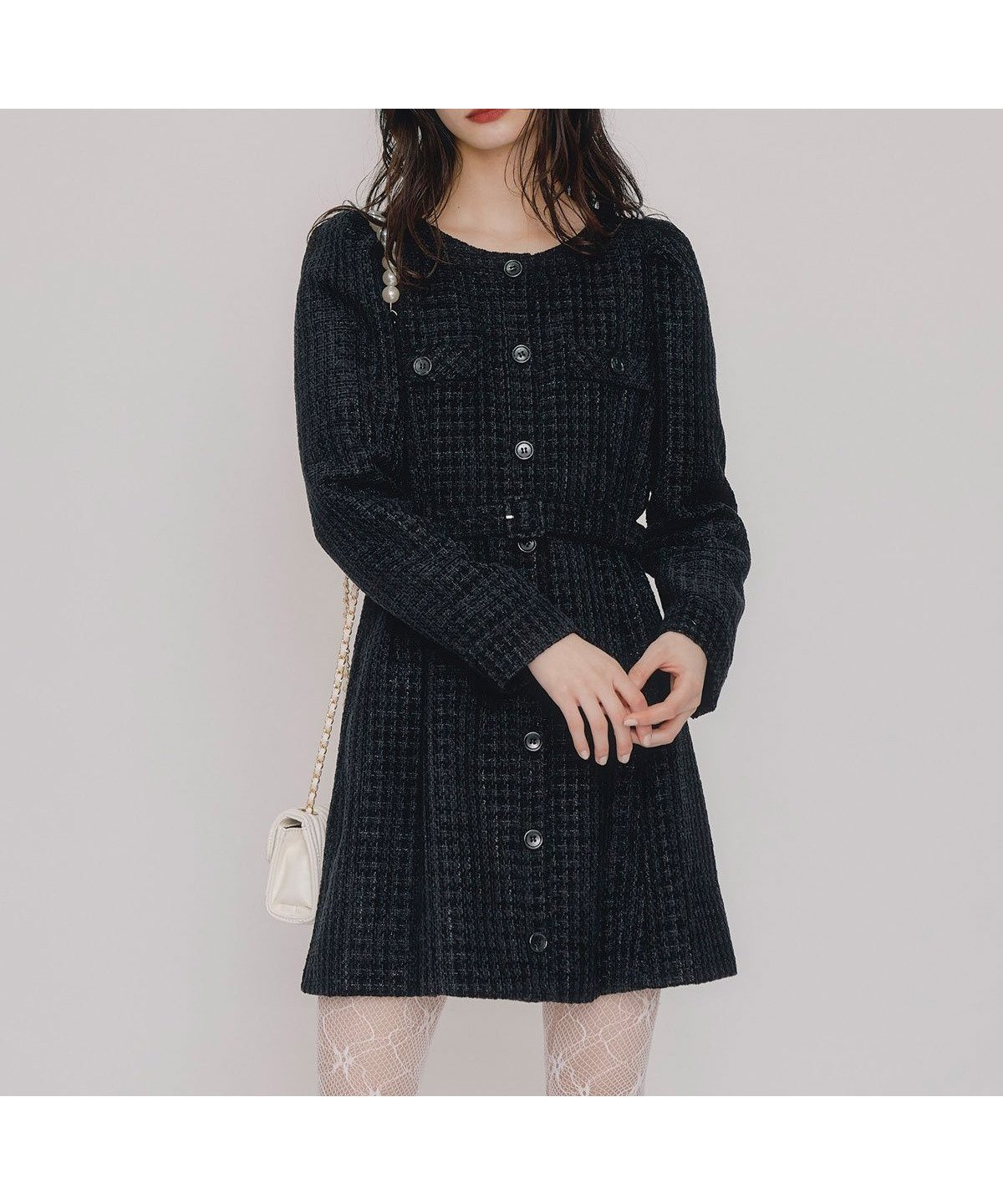 【レディアゼル/REDYAZEL】のMIXツイードパフスリーブミニワンピース インテリア・キッズ・メンズ・レディースファッション・服の通販 founy(ファニー) ファッション Fashion レディースファッション Fashion for Women ワンピース Dresses ツイード Twill, Twill Weave ホリデーシーズン Holiday Season エレガント 上品 Elegant ブラック|ID: prp329100004795391 ipo3291000000034832872