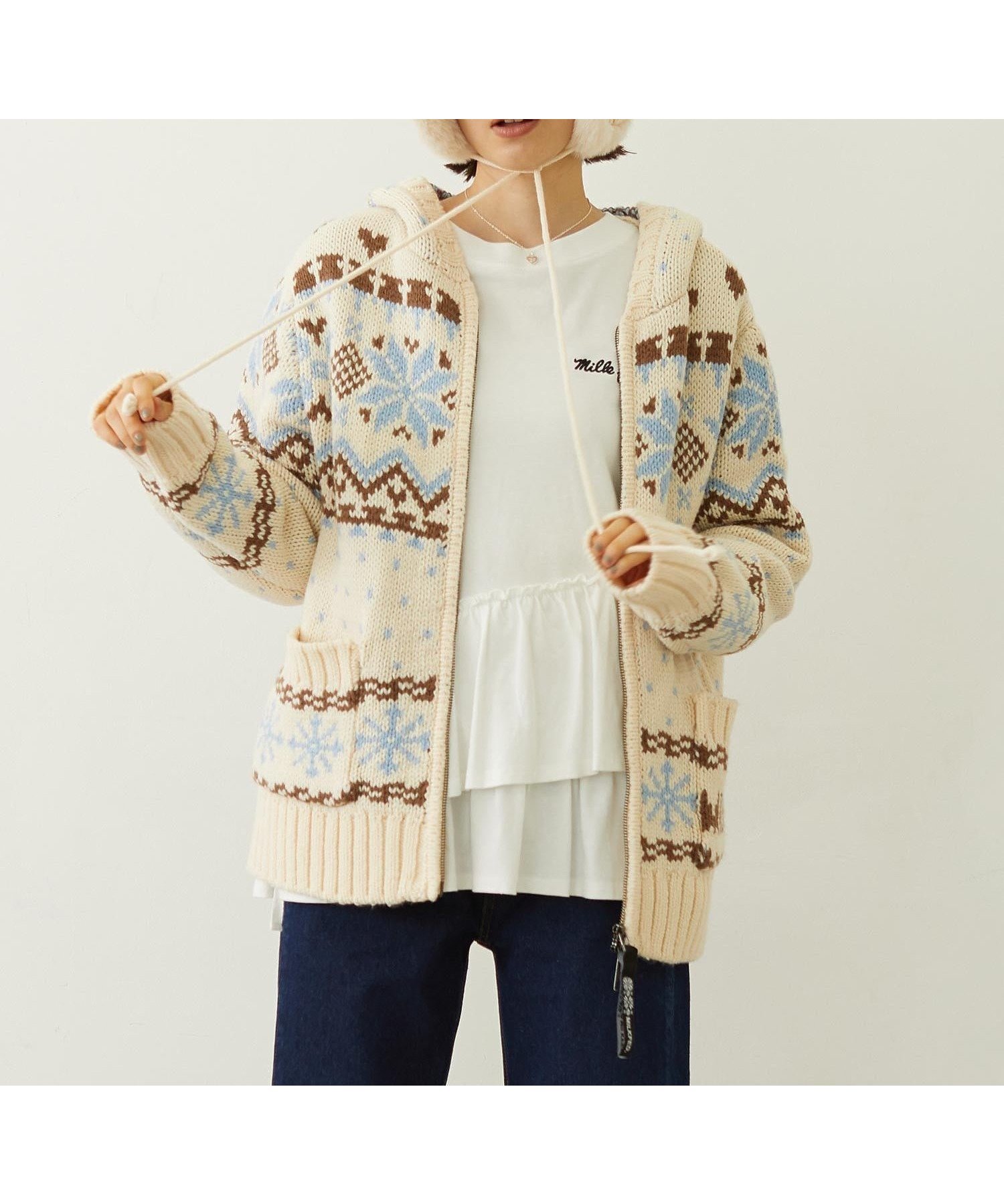 【ミルクフェド/MILKFED.】のMILKFED./SNOW PATTERN COWICHAN KNIT JKT インテリア・キッズ・メンズ・レディースファッション・服の通販 founy(ファニー) 　ファッション　Fashion　レディースファッション　Fashion for Women　トップス・カットソー　Cut & Sew Tops　ニット　Knit Tops & Sweaters　センター　Center, Center Line　A/W・秋冬　Autumn/Winter　OFF WHITE|ID: prp329100004795396 ipo3291000000034792673