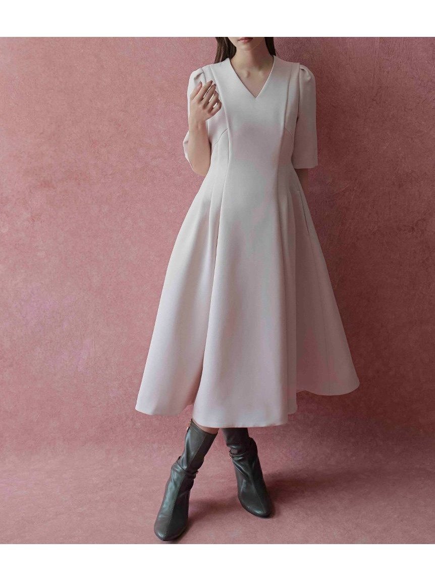 【セルフォード/CELFORD】のVネックフィット フレアワンピース インテリア・キッズ・メンズ・レディースファッション・服の通販 founy(ファニー) 　ファッション　Fashion　レディースファッション　Fashion for Women　ワンピース　Dresses　クラシカル　Classical, Vintage-Inspired　スマート　Smart, Elegant　スリット　Slit, Slit Detail　チェック　Check, Plaid, Tartan　トリプル　Triple, Three Layers　ネックレス　Necklace, Pendant Necklace　フィット　Fit, Slim Fit　フォーマル　Formal, Dressy　フレア　Flare, Flared　ポケット　Pocket, Pocket Detail　羽織　Haori, Light Jacket　ロング　Long, Long-Length　おすすめ　Recommended / Our Picks　LPNK[061]|ID: prp329100004795416 ipo3291000000034792785