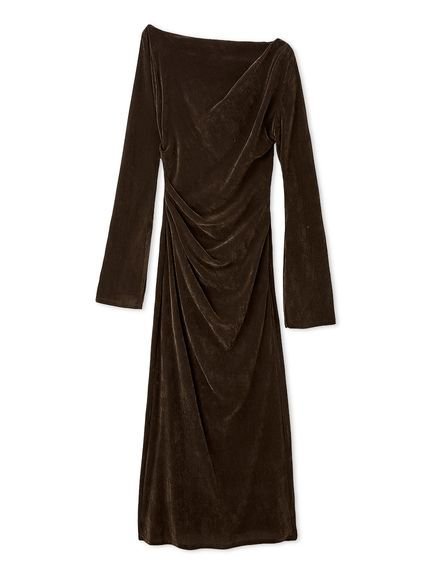 【スナイデル/SNIDEL】のフロッキーベロアドレープドレス インテリア・キッズ・メンズ・レディースファッション・服の通販 founy(ファニー) 　ファッション　Fashion　レディースファッション　Fashion for Women　トップス・カットソー　Cut & Sew Tops　ベロアトップス　Velour Tops / Velvet-Look Items　ワンピース　Dresses　フォーマル・パーティードレス・結婚式用ドレス　Elegant & Casual Dresses　エレガント 上品　Elegant　今季　This Season, Current Season　ストレート　Straight, Straight Cut　スマート　Smart, Elegant　スリット　Slit, Slit Detail　トレンド　Trend, Trending Now　ドレス　Dress, One-Piece　ドレープ　Drape, Draping Fabric　A/W・秋冬　Autumn/Winter　おすすめ　Recommended / Our Picks　BRW[058]|ID: prp329100004795421 ipo3291000000034792834