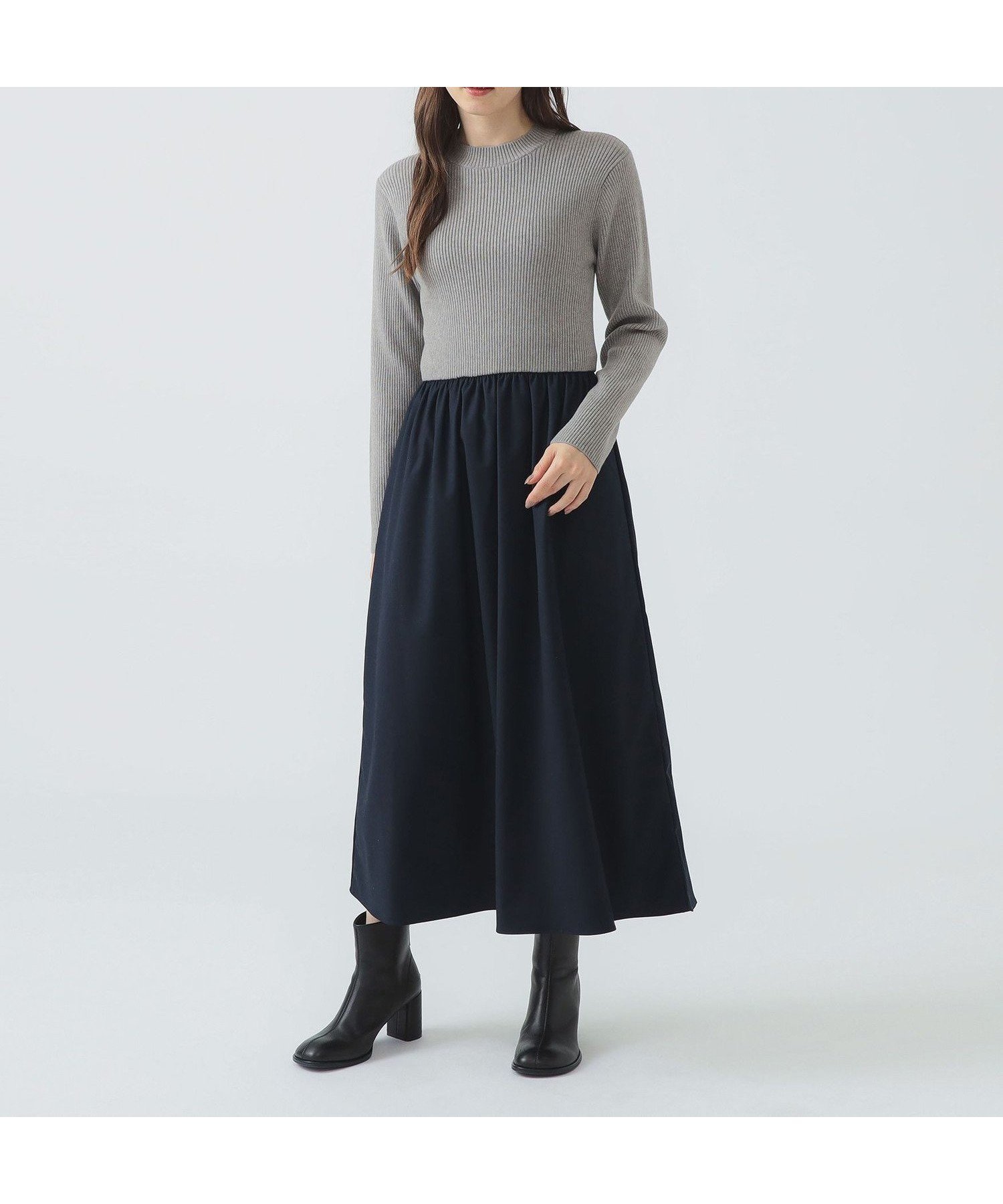 【ビーミングライフストアバイビームス/B:MING LIFE STORE by BEAMS】のドッキング ワンピース(S~M) 25AW きれいめ シンプル 人気、トレンドファッション・服の通販 founy(ファニー) 　ファッション　Fashion　レディースファッション　Fashion for Women　ワンピース　Dresses　2025年　2025　2025-2026秋冬・A/W　Autumn/Winter 2025–26 AW25–26　おすすめ　Recommended / Our Picks　シンプル　Simple, Minimal　ツイル　Twist, Twisted Detail　ドッキング　Docking, Mixed Material　リブニット　Rib Knit, Ribbed Knit　再入荷　Restock / Back in Stock　 other-1|ID: prp329100004795441 ipo3291000000034917640