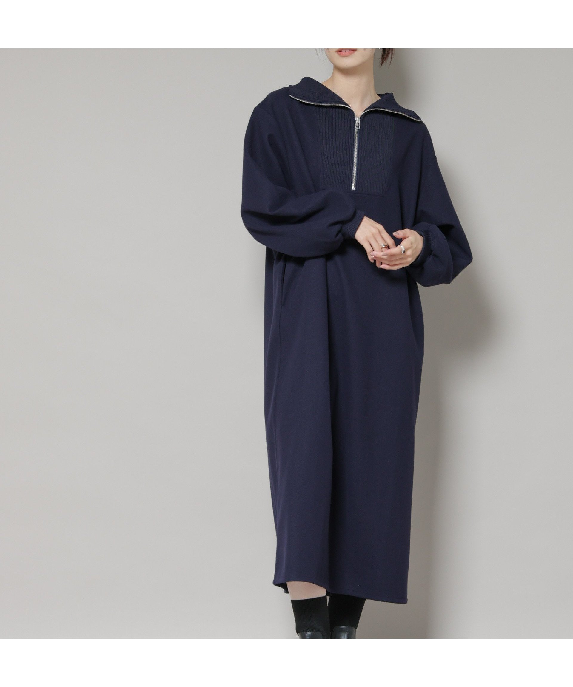 【ナノ ユニバース/nano universe】の圧縮起毛ハーフジップワンピース インテリア・キッズ・メンズ・レディースファッション・服の通販 founy(ファニー) ファッション Fashion レディースファッション Fashion for Women ワンピース Dresses インナー Innerwear ウォッシャブル Machine Washable シンプル Simple, Minimal ジップ Zip, Zipper タートルネック Turtleneck, High Neck フロント Front, Front Design ベーシック Basic, Essential アウトレット Outlet / Clearance 2025年 2025 2025-2026秋冬・A/W Autumn/Winter 2025–26 AW25–26 ネイビー|ID: prp329100004795454 ipo3291000000034793023