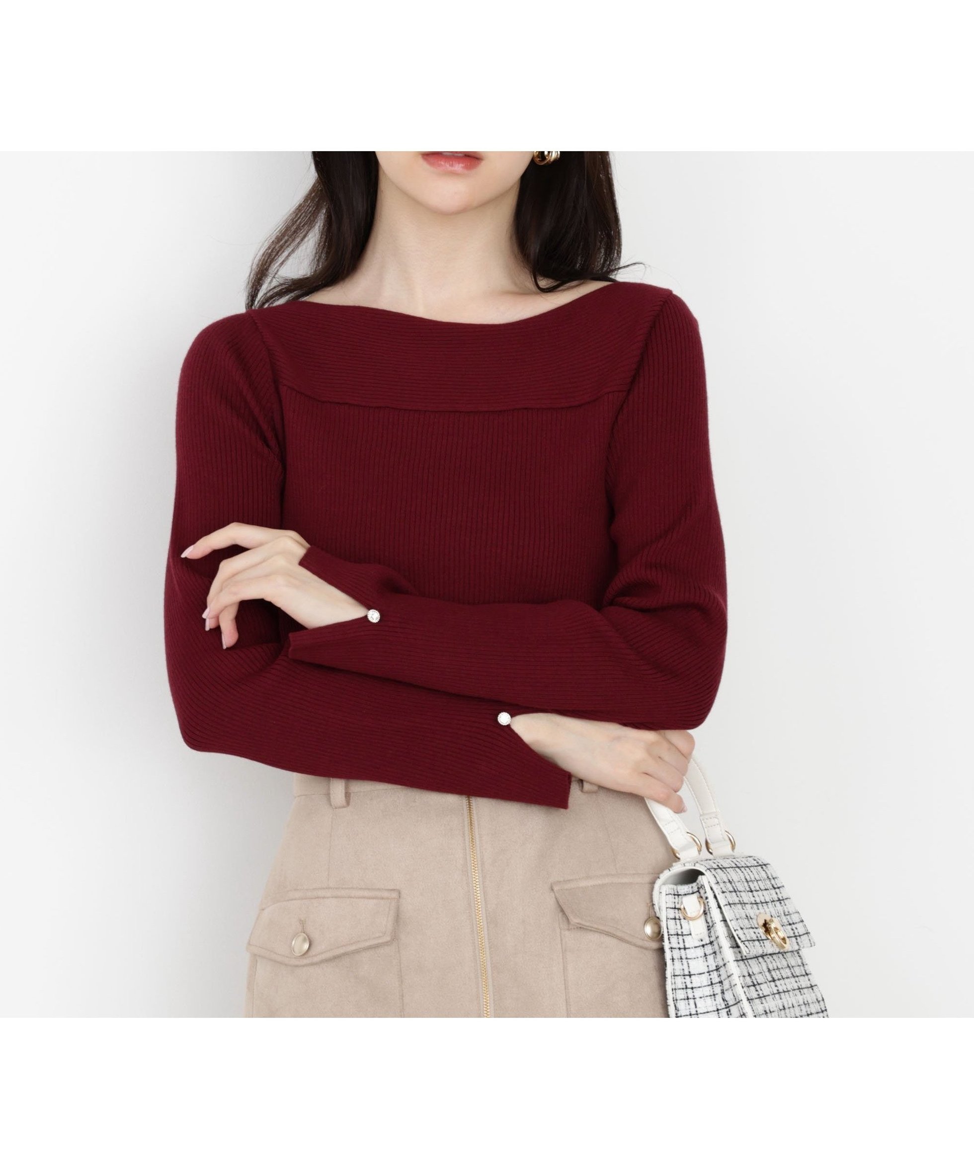 【プロポーション ボディドレッシング/PROPORTION BODY DRESSING】のハンドウォッシャブル 変わり編みリブニット 25AW インテリア・キッズ・メンズ・レディースファッション・服の通販 founy(ファニー) ファッション Fashion レディースファッション Fashion for Women トップス・カットソー Cut & Sew Tops ニット Knit Tops & Sweaters 2025年 2025 2025-2026秋冬・A/W Autumn/Winter 2025–26 AW25–26 スリット Slit, Slit Detail デコルテ Décolleté, Neckline リブニット Rib Knit, Ribbed Knit 人気 Popular, Best Seller ボルドー|ID: prp329100004795496 ipo3291000000034793280