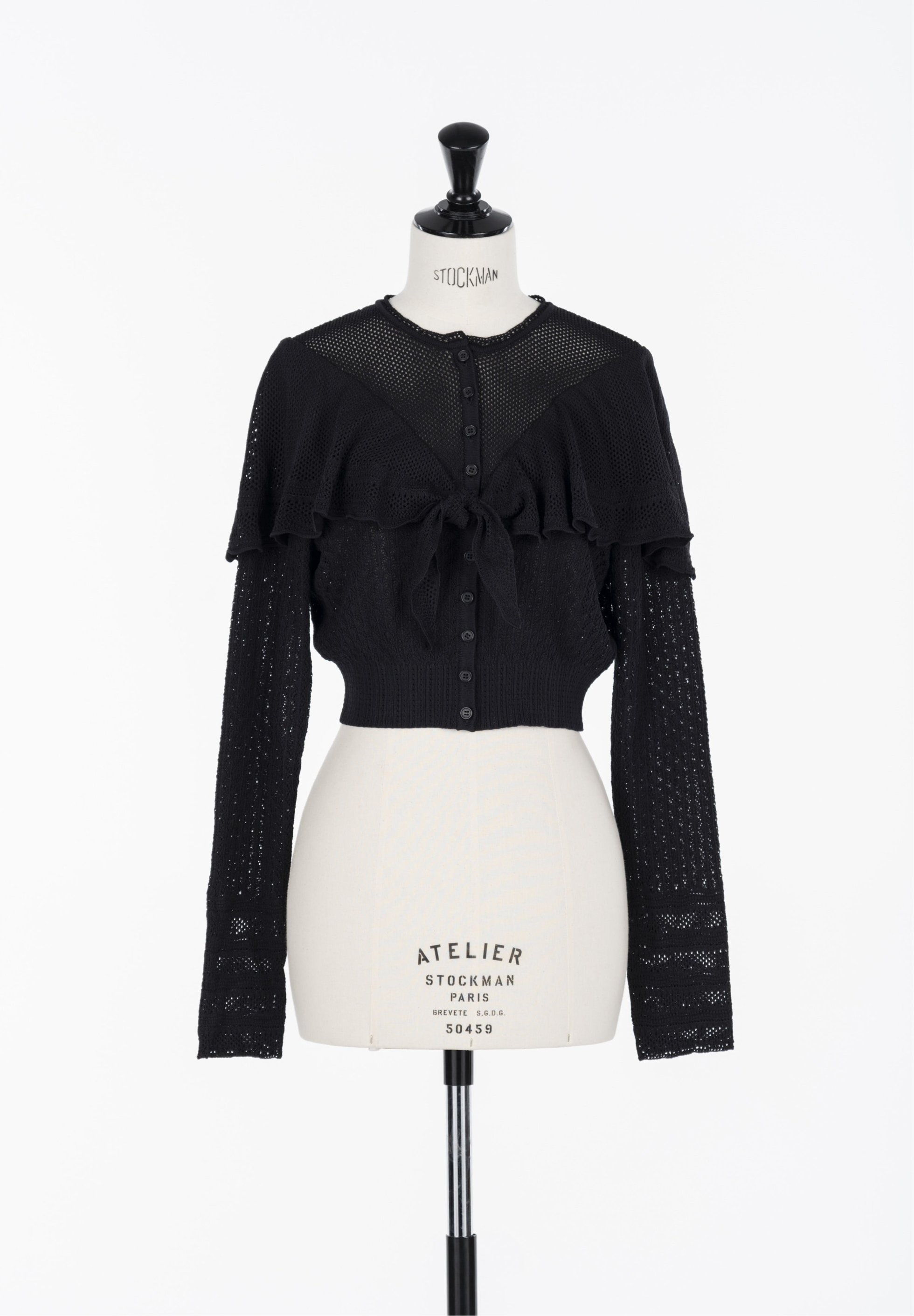 【フェティコ/FETICO】のLace-knit cape cardigan インテリア・キッズ・メンズ・レディースファッション・服の通販 founy(ファニー) 　ファッション　Fashion　レディースファッション　Fashion for Women　トップス・カットソー　Cut & Sew Tops　ニット　Knit Tops & Sweaters　カーディガン・羽織り　Layered Style Cardigans　クロップド　Cropped, Short Length　ストレッチ　Stretch, Stretchy Fabric　Black|ID: prp329100004795576 ipo3291000000035162884