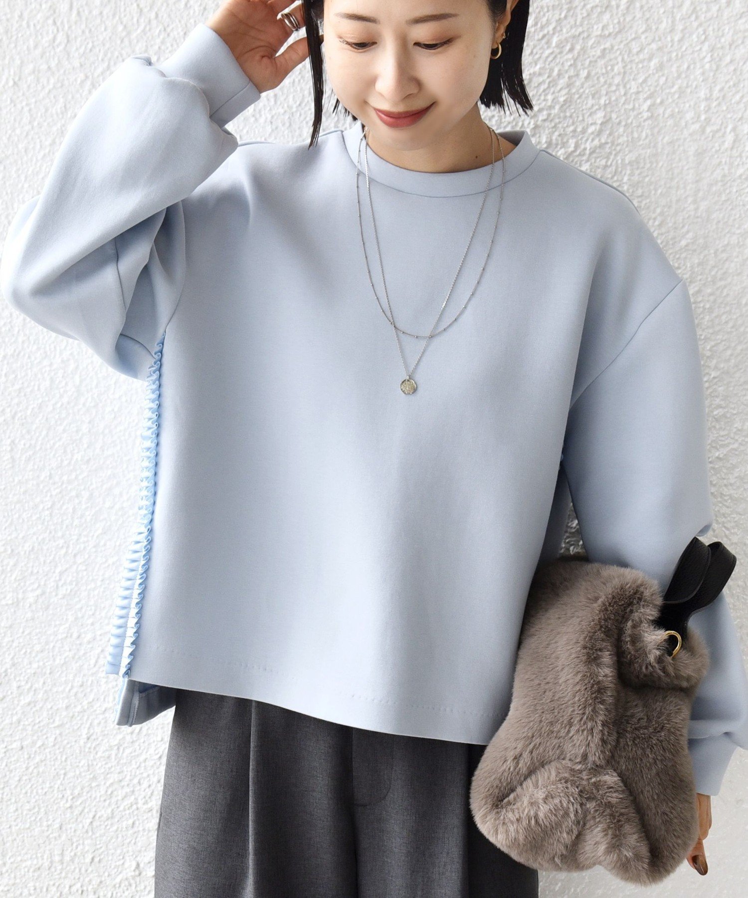 【シップス フォー ウィメン/SHIPS】の【WEB限定】 手洗い可能 サイド スリット フリル ダンボール カットソー インテリア・キッズ・メンズ・レディースファッション・服の通販 founy(ファニー) ファッション Fashion レディースファッション Fashion for Women トップス・カットソー Cut & Sew Tops カットソー・ベーシックTシャツ Cut-and-Sewn Tops / Stretch Tees & Basics 春 Spring 秋 Autumn カットソー Cut and Sewn Top シンプル Simple, Minimal スリット Slit, Slit Detail フリル Frill, Ruffle ボトム Bottoms, Lower Wear ポケット Pocket, Pocket Detail リボン Ribbon, Bow ワイド Wide, Wide Fit おすすめ Recommended / Our Picks 2026年 2026 ライトブルー|ID: prp329100004795593 ipo3291000000034793745