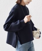 【シップス フォー ウィメン/SHIPS】の【WEB限定】 手洗い可能 サイド スリット フリル ダンボール カットソー ネイビー|ID: prp329100004795593 ipo3291000000034793746