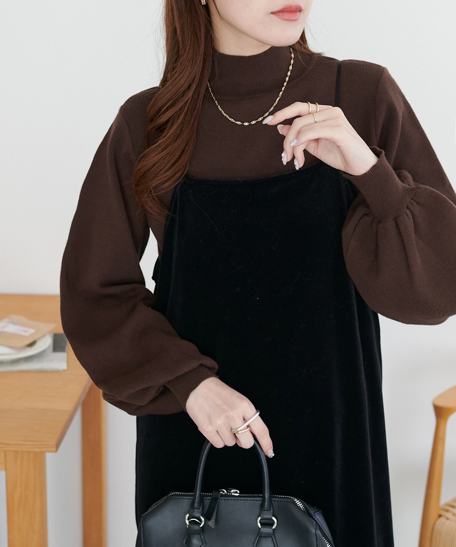 【ディスコート/Discoat】の【オンオフ問わない!/WEB限定】ハイネックニット インテリア・キッズ・メンズ・レディースファッション・服の通販 founy(ファニー) 　ファッション　Fashion　レディースファッション　Fashion for Women　トップス・カットソー　Cut & Sew Tops　ニット　Knit Tops & Sweaters　おすすめ　Recommended / Our Picks　シンプル　Simple, Minimal　ジャケット　Jacket, Outerwear　スラックス　Slacks, Dress Pants　スリーブ　Sleeve, Long Sleeve / Short Sleeve　デニム　Denim, Jeans Material　ハイネック　High Neck, Mock Neck　エレガント 上品　Elegant　ブラウン|ID: prp329100004795599 ipo3291000000034793791