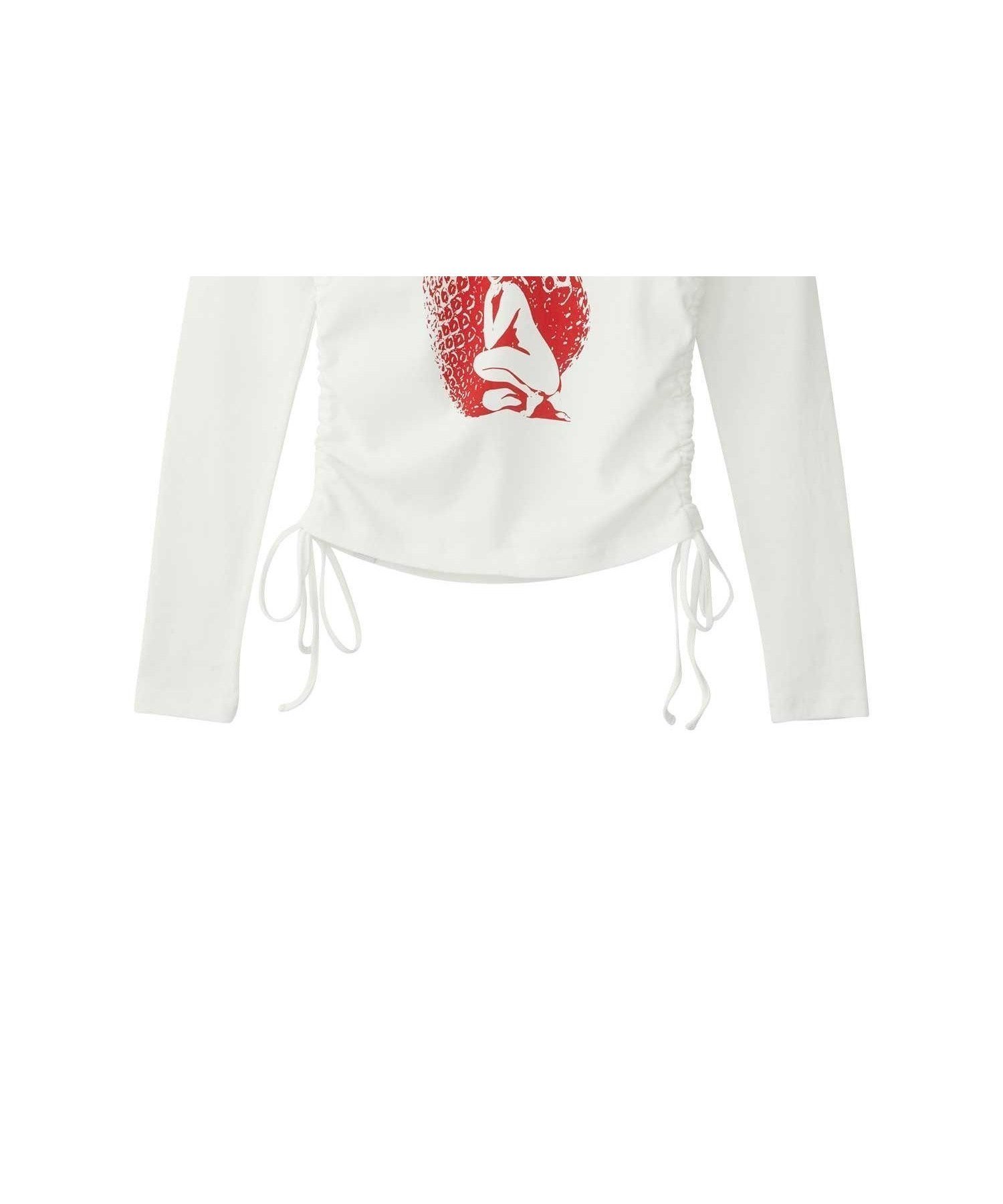 【ヒステリックグラマー/HYSTERIC GLAMOUR】のMIDNIGHT BERRY チビTシャツ インテリア・キッズ・メンズ・レディースファッション・服の通販 founy(ファニー) ファッション Fashion レディースファッション Fashion for Women トップス・カットソー Cut & Sew Tops シャツ・ブラウス・オフィスカジュアル Elegant Blouses & Button-Ups ロングTシャツ・Tシャツ Longline T-Shirts & Tees ギャザー Gathered, Ruffled グラフィック Graphic, Graphic Design ストレッチ Stretch, Stretchy Fabric ドローコード Drawcord, Drawstring Cord 白|ID: prp329100004795606 ipo3291000000034844375