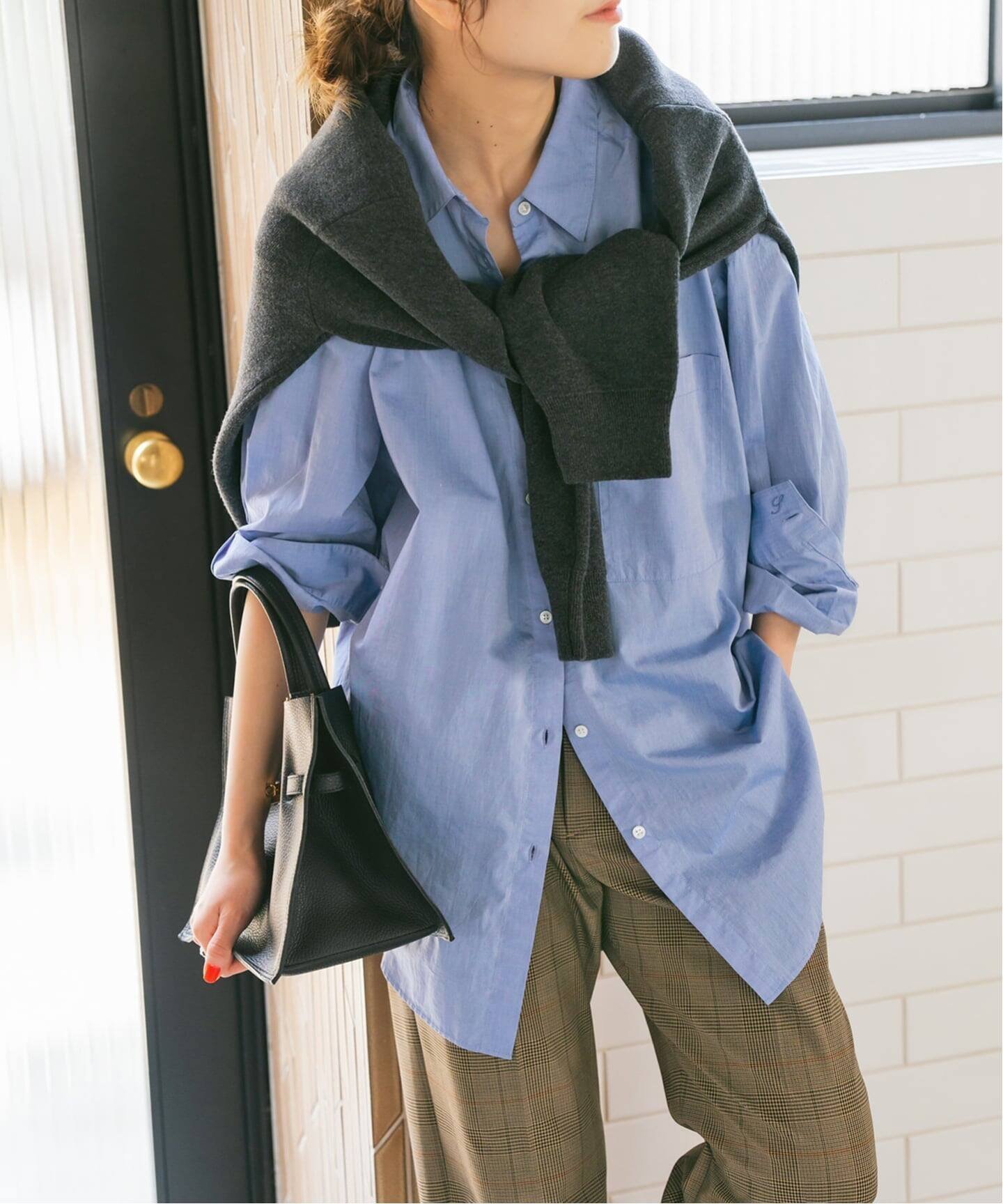 【スピック&スパン/Spick & Span】の《追加 》50コットンオーバーシャツ インテリア・キッズ・メンズ・レディースファッション・服の通販 founy(ファニー) 　ファッション　Fashion　レディースファッション　Fashion for Women　トップス・カットソー　Cut & Sew Tops　シャツ・ブラウス・オフィスカジュアル　Elegant Blouses & Button-Ups　サックスブルー|ID: prp329100004795609 ipo3291000000034793844