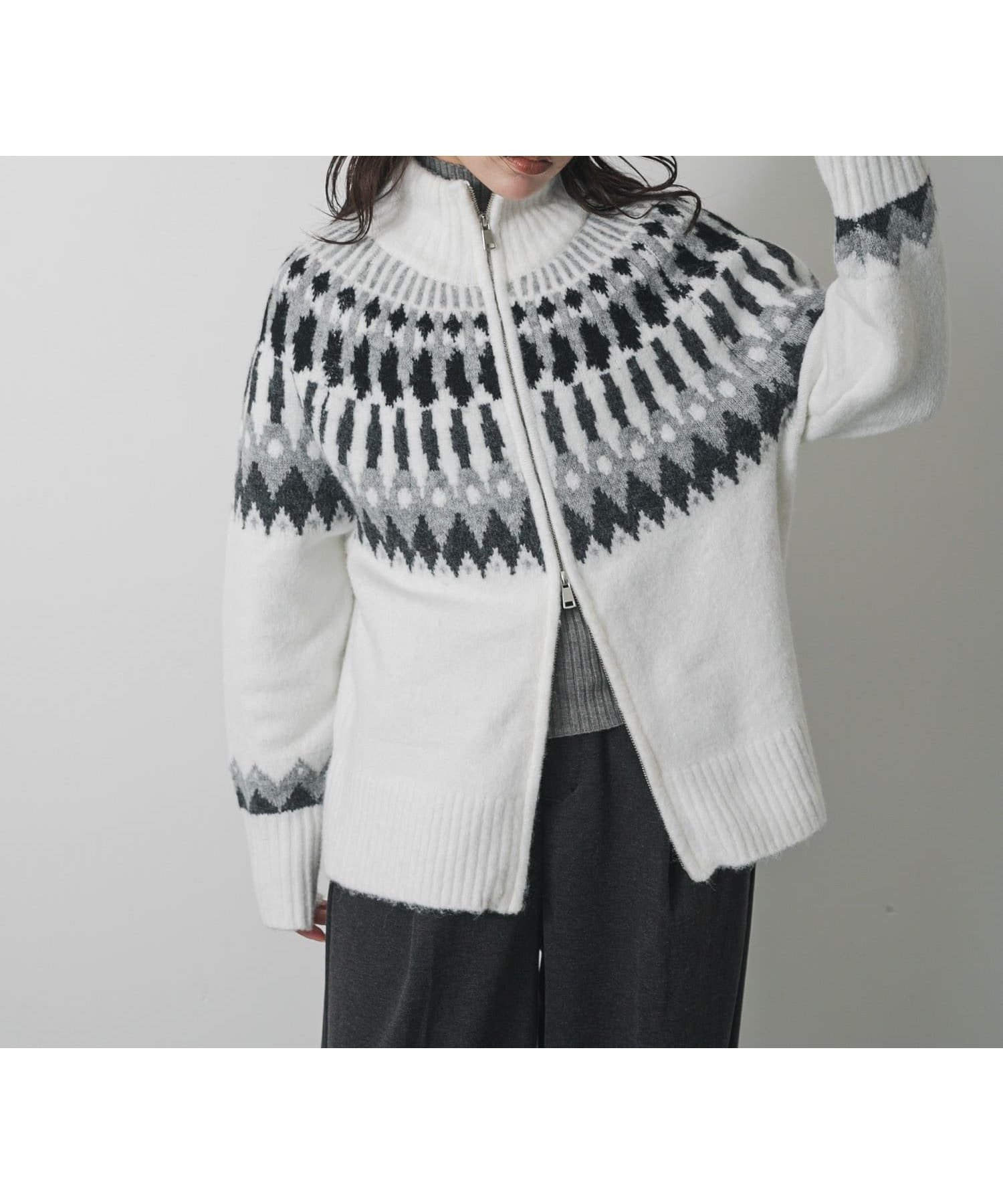 【センスオブプレイス/SENSE OF PLACE by URBAN RESEARCH】の『洗濯可』ノルディックジップセーター インテリア・キッズ・メンズ・レディースファッション・服の通販 founy(ファニー) 　ファッション　Fashion　レディースファッション　Fashion for Women　2025年　2025　2025-2026秋冬・A/W　Autumn/Winter 2025–26 AW25–26　冬　Winter / This Winter　カーディガン　Cardigan, Knitwear　シンプル　Simple, Minimal　A/W・秋冬　Autumn/Winter　オフホワイト|ID: prp329100004795622 ipo3291000000034793925