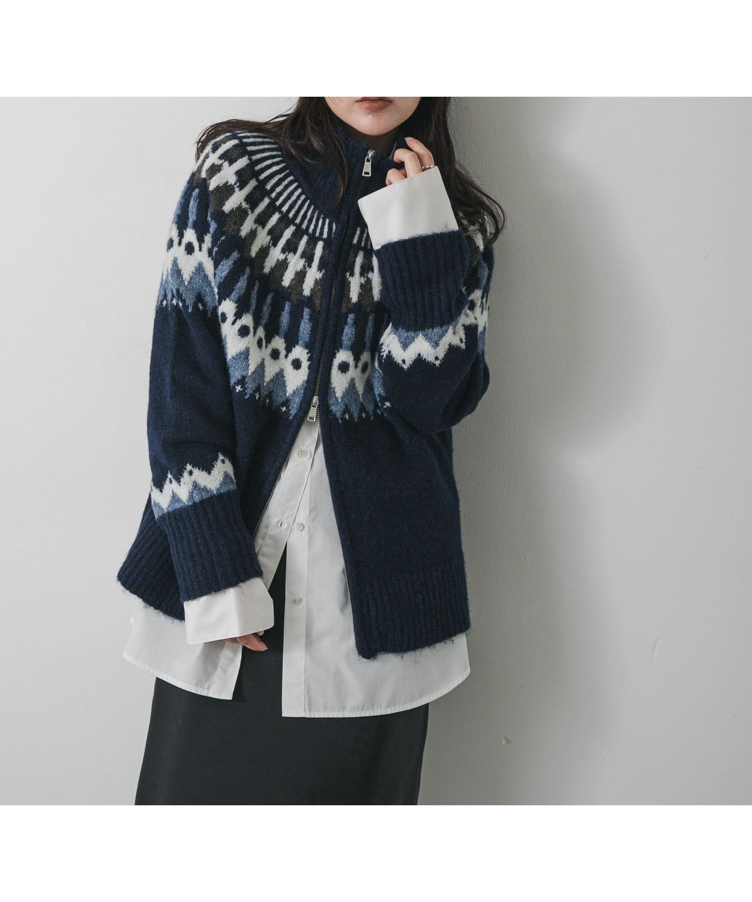 【センスオブプレイス/SENSE OF PLACE by URBAN RESEARCH】の『洗濯可』ノルディックジップセーター インテリア・キッズ・メンズ・レディースファッション・服の通販 founy(ファニー) 　ファッション　Fashion　レディースファッション　Fashion for Women　2025年　2025　2025-2026秋冬・A/W　Autumn/Winter 2025–26 AW25–26　冬　Winter / This Winter　カーディガン　Cardigan, Knitwear　シンプル　Simple, Minimal　A/W・秋冬　Autumn/Winter　ネイビー|ID: prp329100004795622 ipo3291000000034793926