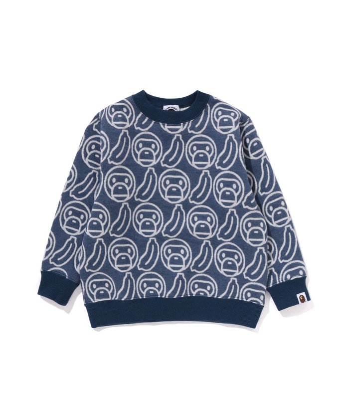 【アベイシングエイプ パイレーツストア/A BATHING APE PIRATE STORE / KIDS】のBANANA MILO KNIT JACQUARD CREWNECK SWEATSHIRT インテリア・キッズ・メンズ・レディースファッション・服の通販 founy(ファニー) https://founy.com/ ファッション Fashion キッズファッション Fashion for Kids トップス・カットソー Cut & Sew Tops |ID: prp329100004795623 ipo3291000000034793927
