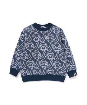 【アベイシングエイプ パイレーツストア/A BATHING APE PIRATE STORE / KIDS】のBANANA MILO KNIT JACQUARD CREWNECK SWEATSHIRT 人気、トレンドファッション・服の通販 founy(ファニー) ファッション Fashion キッズファッション Fashion for Kids トップス・カットソー Cut & Sew Tops |ID:prp329100004795623