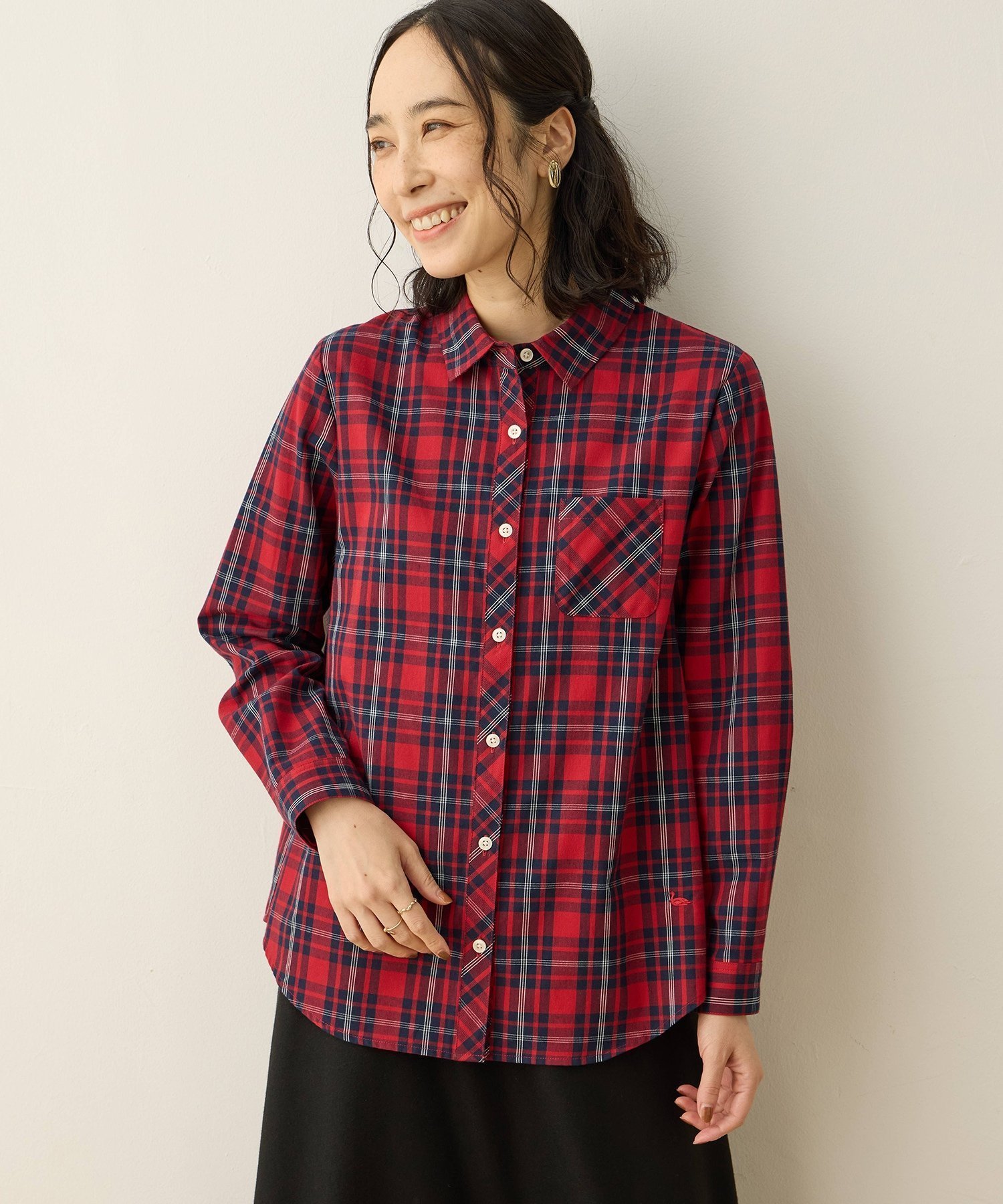 【デコイ/DECOY Since1981】の起毛チェックシャツ インテリア・キッズ・メンズ・レディースファッション・服の通販 founy(ファニー) 　ファッション　Fashion　レディースファッション　Fashion for Women　トップス・カットソー　Cut & Sew Tops　シャツ・ブラウス・オフィスカジュアル　Elegant Blouses & Button-Ups　インナー　Innerwear　チェック　Check, Plaid, Tartan　フェミニン　Feminine, Girly　ベスト　Vest, Waistcoat　ロング　Long, Long-Length　レッド|ID: prp329100004795635 ipo3291000000034794030