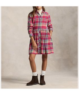 【ラルフローレン/RALPH LAUREN / KIDS】の(ガールズ 7才~16才)チェック コットン マドラス シャツドレス 人気、トレンドファッション・服の通販 founy(ファニー) ファッション Fashion キッズファッション Fashion for Kids ワンピース Dresses インド Indian Textile カフス Cuff Design シャーリング Shirring, Ruched チェック Check, Plaid, Tartan ドレス Dress, One-Piece フィット Fit, Slim Fit フレア Flare, Flared フロント Front, Front Design モチーフ Motif, Design Theme 長袖 Long Sleeve, Full Sleeve |ID:prp329100004795644