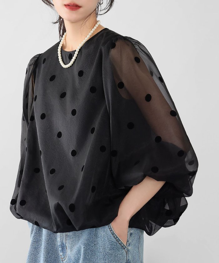 【ガール/GIRL】のドットシアーバルーンブラウス【洗える】 インテリア・キッズ・メンズ・レディースファッション・服の通販 founy(ファニー) https://founy.com/ ファッション Fashion レディースファッション Fashion for Women トップス・カットソー Cut & Sew Tops シャツ・ブラウス・オフィスカジュアル Elegant Blouses & Button-Ups オーガンジー Organza Fabric 洗える Machine Washable シアー Sheer, See-Through スリーブ Sleeve, Long Sleeve / Short Sleeve タイトスカート Pencil Skirt, Tight Skirt ドット Polka Dot, Dot Pattern バルーン Balloon, Balloon Silhouette プリント Print, Printed Pattern おすすめ Recommended / Our Picks エレガント 上品 Elegant |ID: prp329100004795652 ipo3291000000034794123