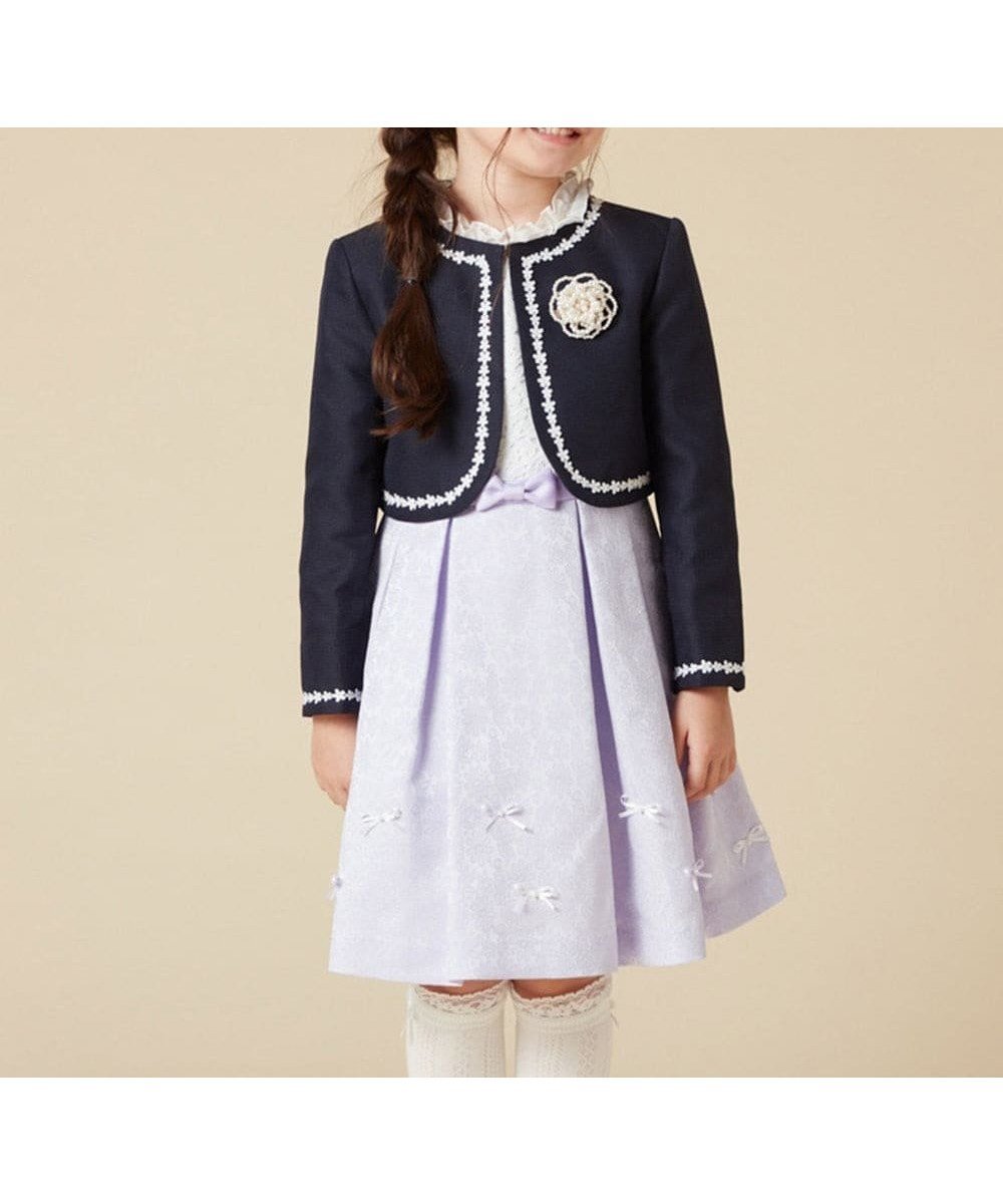 【アー ヴェー ヴェー/a.v.v / KIDS】の100-130 【結婚式/セレモニー/オケージョン】フラワージャカードワンピース インテリア・キッズ・メンズ・レディースファッション・服の通販 founy(ファニー) 　ファッション　Fashion　キッズファッション　Fashion for Kids　ワンピース　Dresses　アクセサリー　Fashion Accessories　オケージョン　Occasion Wear　春　Spring　ガーリー　Girly, Feminine Style　キャップ　Cap, Baseball Cap　クラシカル　Classical, Vintage-Inspired　ジャカード／ジャガード　Jacquard, Woven Pattern　ジャケット　Jacket, Outerwear　スリーブ　Sleeve, Long Sleeve / Short Sleeve　パール　Pearl, Pearl Accent　フォーマル　Formal, Dressy　フリル　Frill, Ruffle　フレア　Flare, Flared　ラベンダー　Lavender　リボン　Ribbon, Bow　レース　Lace, Lace Fabric　楽ちん　Easy Fit, Comfortable　ワンポイント　One Point, Statement Accent　再入荷　Restock / Back in Stock　おすすめ　Recommended / Our Picks　エレガント 上品　Elegant　セレモニー　Ceremony　ギフト プレゼント　Gift / Present　入学式　Entrance Ceremony　結婚式　Wedding　ラベンダー|ID: prp329100004795692 ipo3291000000035127567