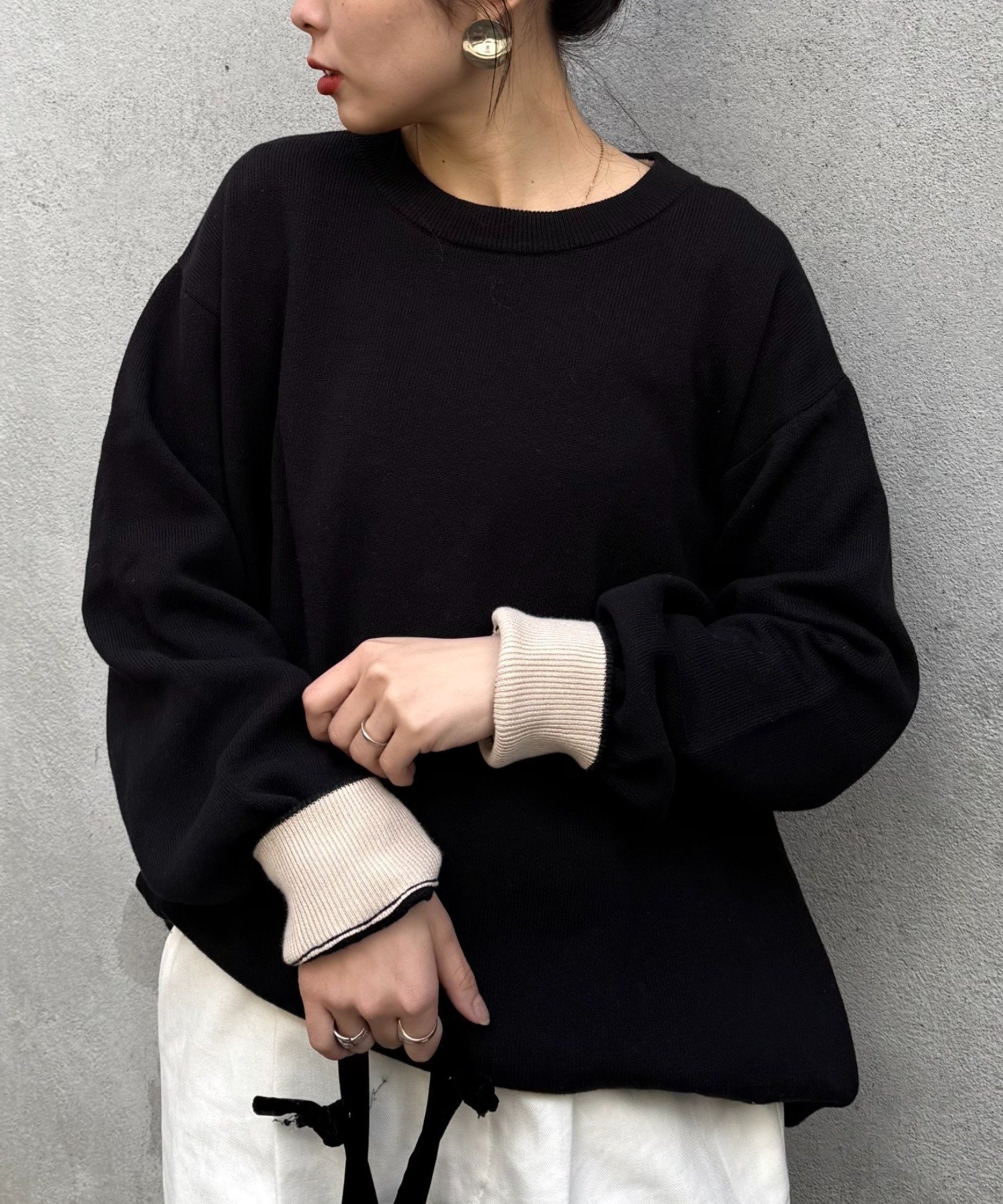 【チャオパニックティピー/CIAOPANIC TYPY】の【洗えるニット】ユニセックスビックシルエットロンTeeライクニット インテリア・キッズ・メンズ・レディースファッション・服の通販 founy(ファニー) 　ファッション　Fashion　レディースファッション　Fashion for Women　トップス・カットソー　Cut & Sew Tops　ニット　Knit Tops & Sweaters　ロングTシャツ・Tシャツ　Longline T-Shirts & Tees　インナー　Innerwear　洗える　Machine Washable　ショーツ　Shorts, Short Pants　スラックス　Slacks, Dress Pants　ダウン　Down, Puffer　デニム　Denim, Jeans Material　トレンド　Trend, Trending Now　ブルゾン　Blouson, Bomber Jacket　無地　Plain, Solid Color　ロング　Long, Long-Length　冬　Winter / This Winter　おすすめ　Recommended / Our Picks　ブラック|ID: prp329100004795740 ipo3291000000034794573