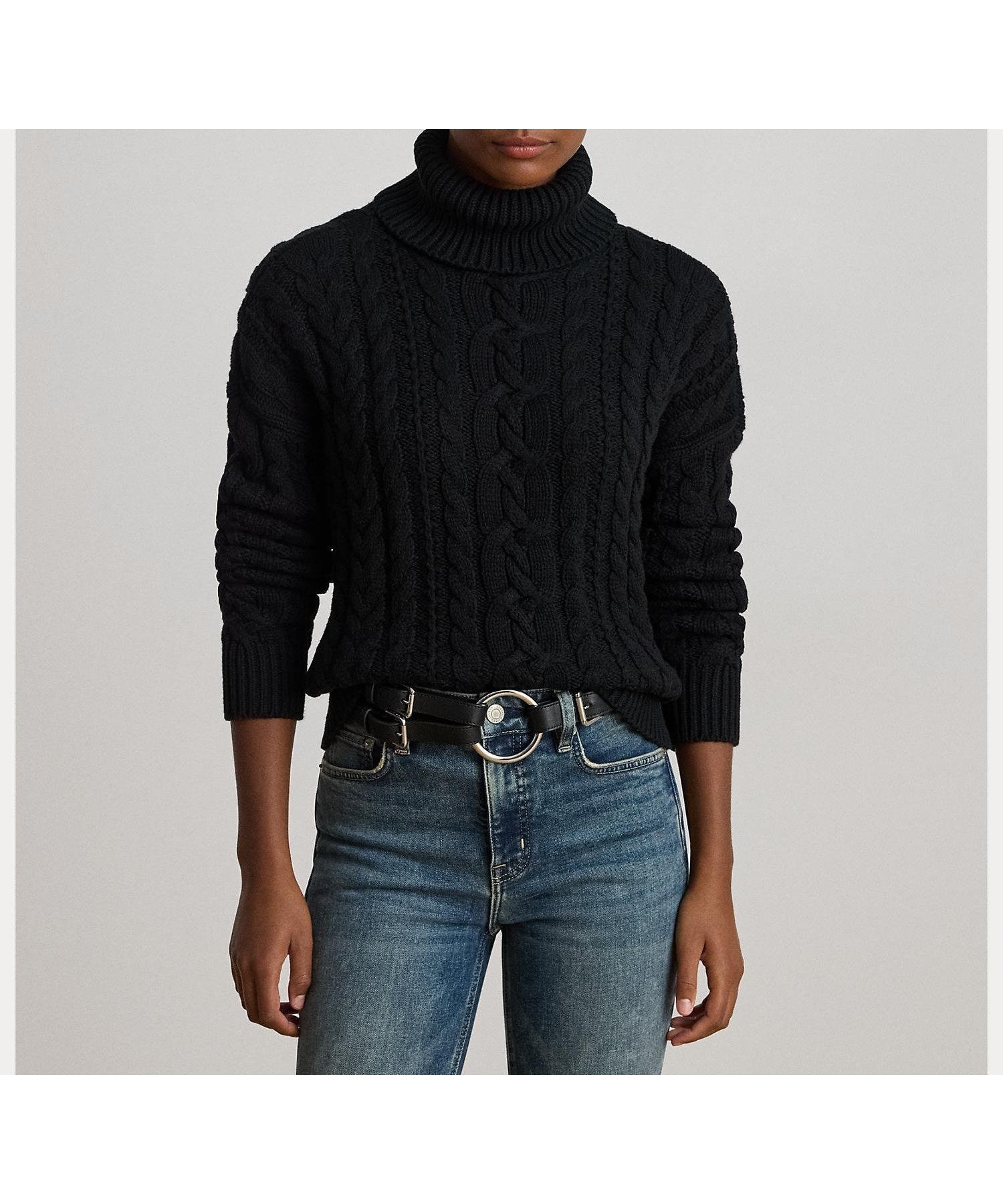 【ラルフローレン/RALPH LAUREN】のケーブルニット タートルネック セーター インテリア・キッズ・メンズ・レディースファッション・服の通販 founy(ファニー) 　ファッション　Fashion　レディースファッション　Fashion for Women　トップス・カットソー　Cut & Sew Tops　ニット　Knit Tops & Sweaters　タートルネック・ハイネックトップス　Turtlenecks & High-Neck Tops　アクリル　Acrylic Material　ショルダー　Shoulder, Shoulder Strap　セーター　Sweater, Knitwear　タートルネック　Turtleneck, High Neck　ドロップ　Drop Shoulder, Dropped Style　フィット　Fit, Slim Fit　リラックス　Relax, Relaxed Fit　長袖　Long Sleeve, Full Sleeve　001ブラック|ID: prp329100004795757 ipo3291000000035143550