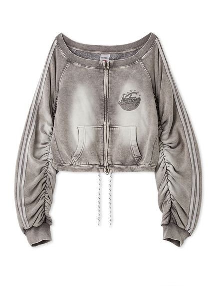 【スナイデル/SNIDEL】の【SNIDEL/NUTMEG】オフショルジップロゴプルオーバー インテリア・キッズ・メンズ・レディースファッション・服の通販 founy(ファニー) 　ファッション　Fashion　レディースファッション　Fashion for Women　トップス・カットソー　Cut & Sew Tops　カジュアルプルオーバー・ニットトップス　Pullovers & Knit Tops / Casual Pullovers　ウェーブ　Wavy Pattern　ヴィンテージ　Vintage Style　ギャザー　Gathered, Ruffled　コラボ　Collaboration, Collab　ショルダー　Shoulder, Shoulder Strap　スウェット / スエット　Sweatshirt, Sweatwear　ストレート　Straight, Straight Cut　スポーツ　Sports, Activewear　スポーティ　Sporty, Casual Athletic　セットアップ　Set-Up, Coordinated Outfit　人気　Popular, Best Seller　バランス　Balance, Style Balance　フェミニン　Feminine, Girly　フロント　Front, Front Design　ワンポイント　One Point, Statement Accent　おすすめ　Recommended / Our Picks　GRY[006]|ID: prp329100004795770 ipo3291000000034794718