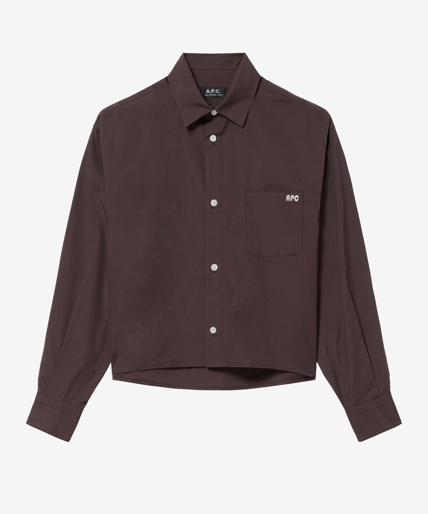【アーペーセー/A.P.C.】のSarah シャツ インテリア・キッズ・メンズ・レディースファッション・服の通販 founy(ファニー) 　ファッション　Fashion　レディースファッション　Fashion for Women　トップス・カットソー　Cut & Sew Tops　シャツ・ブラウス・オフィスカジュアル　Elegant Blouses & Button-Ups　クラシック　Classic, Timeless Style　ショルダー　Shoulder, Shoulder Strap　ショート　Short, Short Length　ストレート　Straight, Straight Cut　ドロップ　Drop Shoulder, Dropped Style　パッチ　Patch, Appliqué　プリーツ　Pleats, Pleated　ボックス　Boxy, Box Shape　ポケット　Pocket, Pocket Detail　ヨーク　Yoke, Yoke Design　マロン|ID: prp329100004795776 ipo3291000000034794741