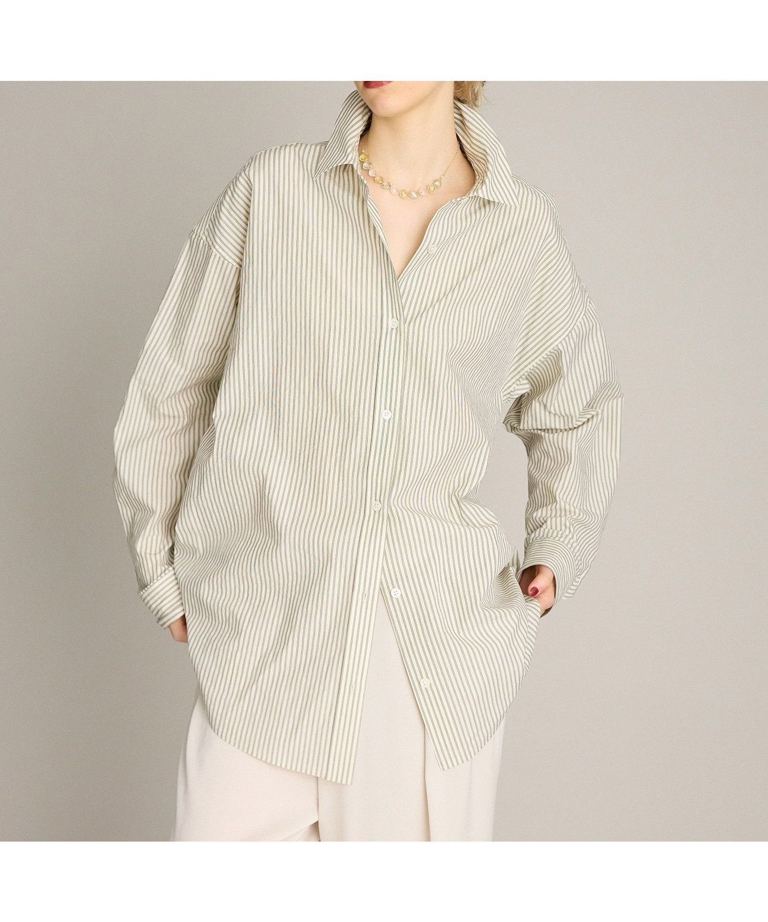 【ブリル/BRILL】のストライプオーバーシャツ インテリア・キッズ・メンズ・レディースファッション・服の通販 founy(ファニー) 　ファッション　Fashion　レディースファッション　Fashion for Women　トップス・カットソー　Cut & Sew Tops　シャツ・ブラウス・オフィスカジュアル　Elegant Blouses & Button-Ups　イタリア　Italy　スタンダード　Standard, Basic　オフホワイト05|ID: prp329100004795795 ipo3291000000034794822