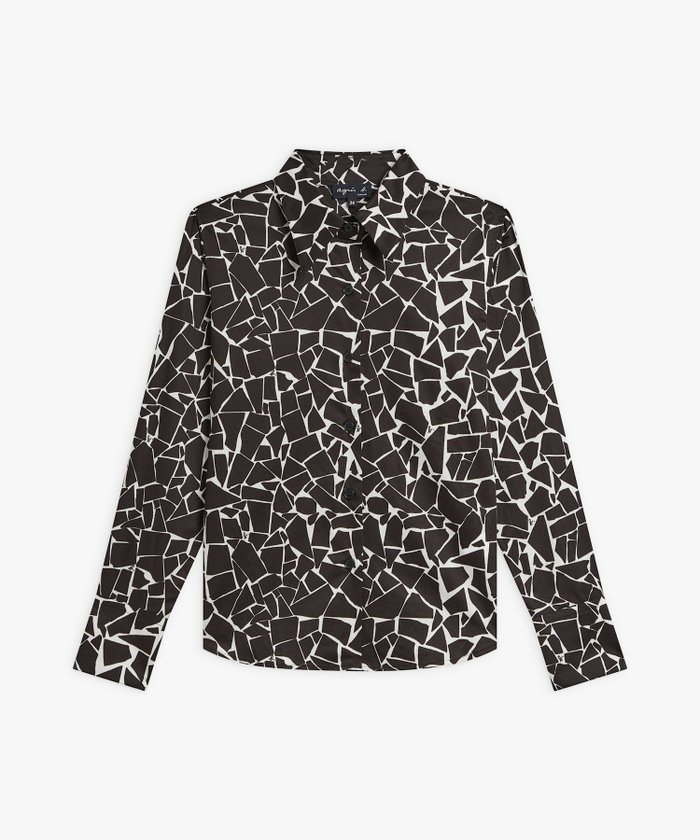 【アニエスベー ファム/agnes b. FEMME】のコットン プリント 長袖 ブラウス Jimi インテリア・キッズ・メンズ・レディースファッション・服の通販 founy(ファニー) https://founy.com/ ファッション Fashion レディースファッション Fashion for Women トップス・カットソー Cut & Sew Tops シャツ・ブラウス・オフィスカジュアル Elegant Blouses & Button-Ups フィット Fit, Slim Fit プリント Print, Printed Pattern モザイク Mosaic, Geometric Pattern モノトーン Monotone, Black and White 長袖 Long Sleeve, Full Sleeve |ID: prp329100004795798 ipo3291000000034794831
