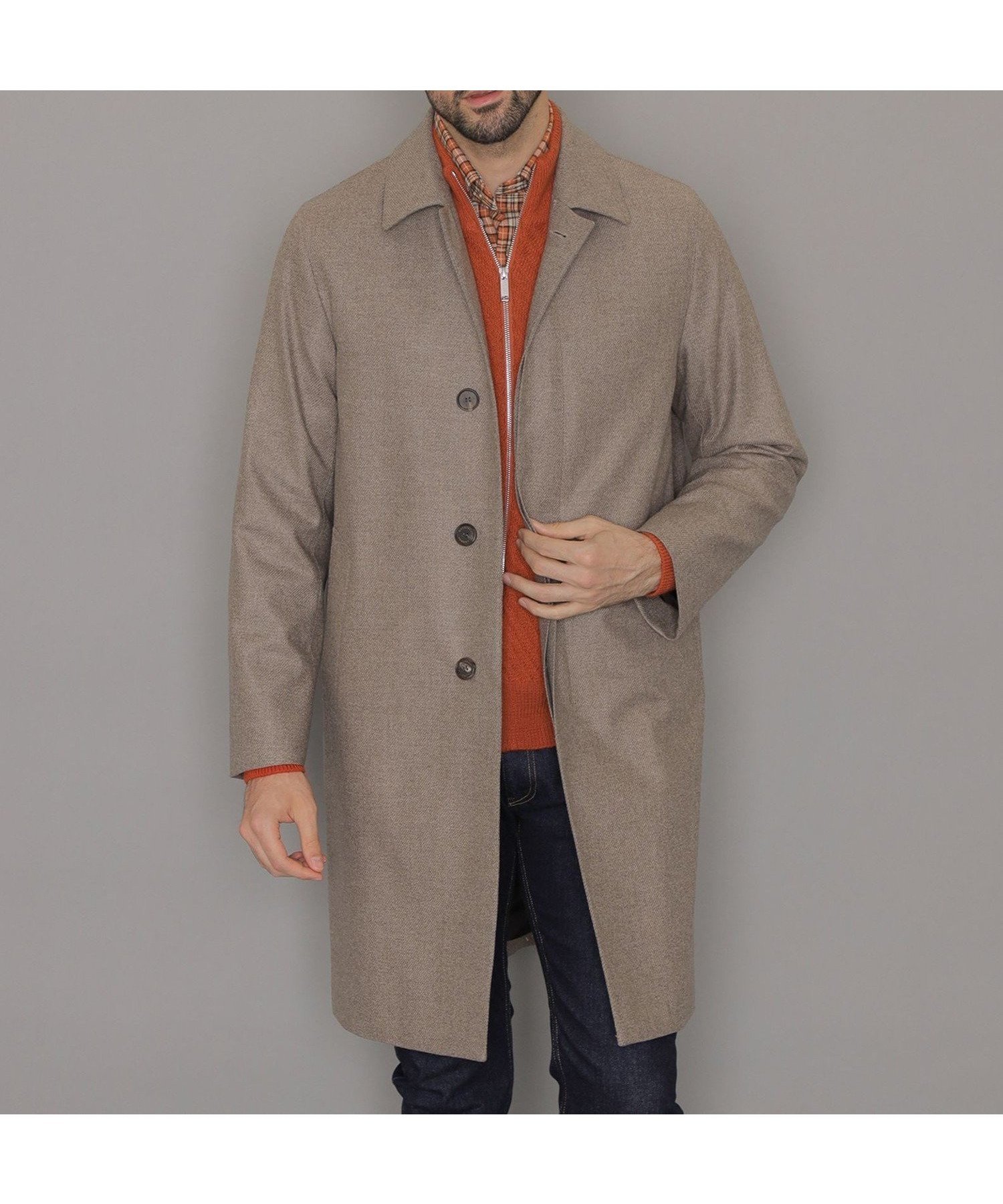 【マッキントッシュ ロンドン/MACKINTOSH LONDON / MEN】の【DUNFORD】【Loro Piana Fabric】ウールツイルステンカラーコート インテリア・キッズ・メンズ・レディースファッション・服の通販 founy(ファニー) 　ファッション　Fashion　メンズファッション　Fashion for Men　イタリア　Italy　秋　Autumn　シンプル　Simple, Minimal　ツイード　Twill, Twill Weave　パターン　Pattern, Design Print　ファブリック　Fabric, Textile　フィット　Fit, Slim Fit　フロント　Front, Front Design　メランジ　Melange, Mixed Yarn　ラグジュアリー　Luxury, Elegant　冬　Winter / This Winter　エレガント 上品　Elegant　ブラウン|ID: prp329100004795806 ipo3291000000034878463